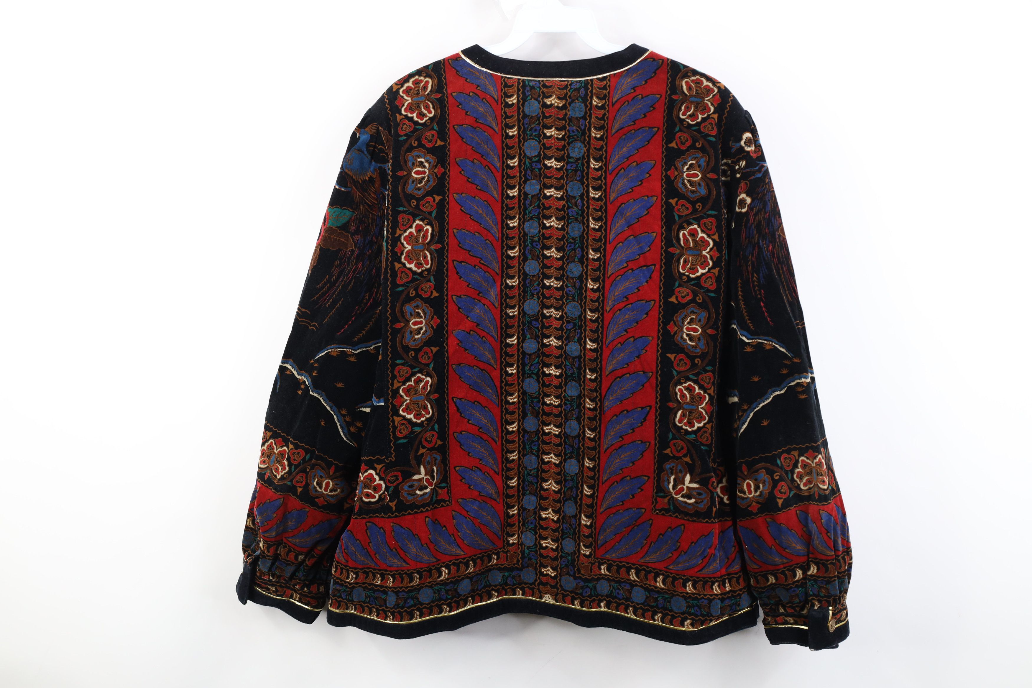 Vintage 70s Streetwear Velour Paisley Flower Blazer Jacket