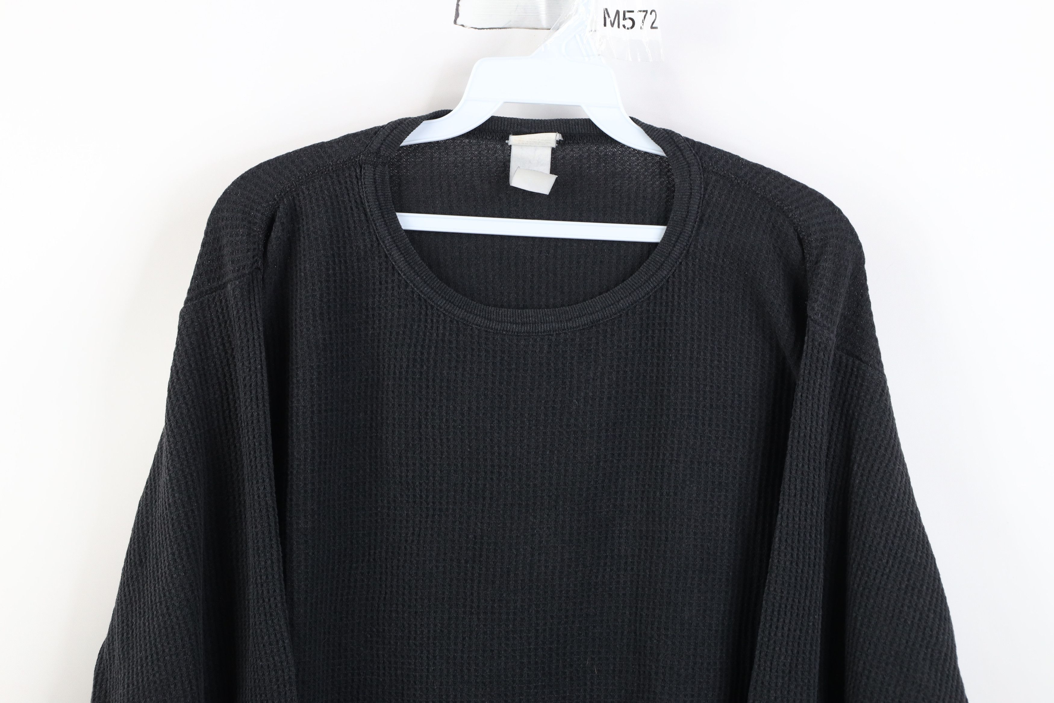 Vintage Vintage 90s Streetwear Thermal Waffle Knit T-Shirt Black Size US XL / EU 56 / 4 - 2 Thumbnail