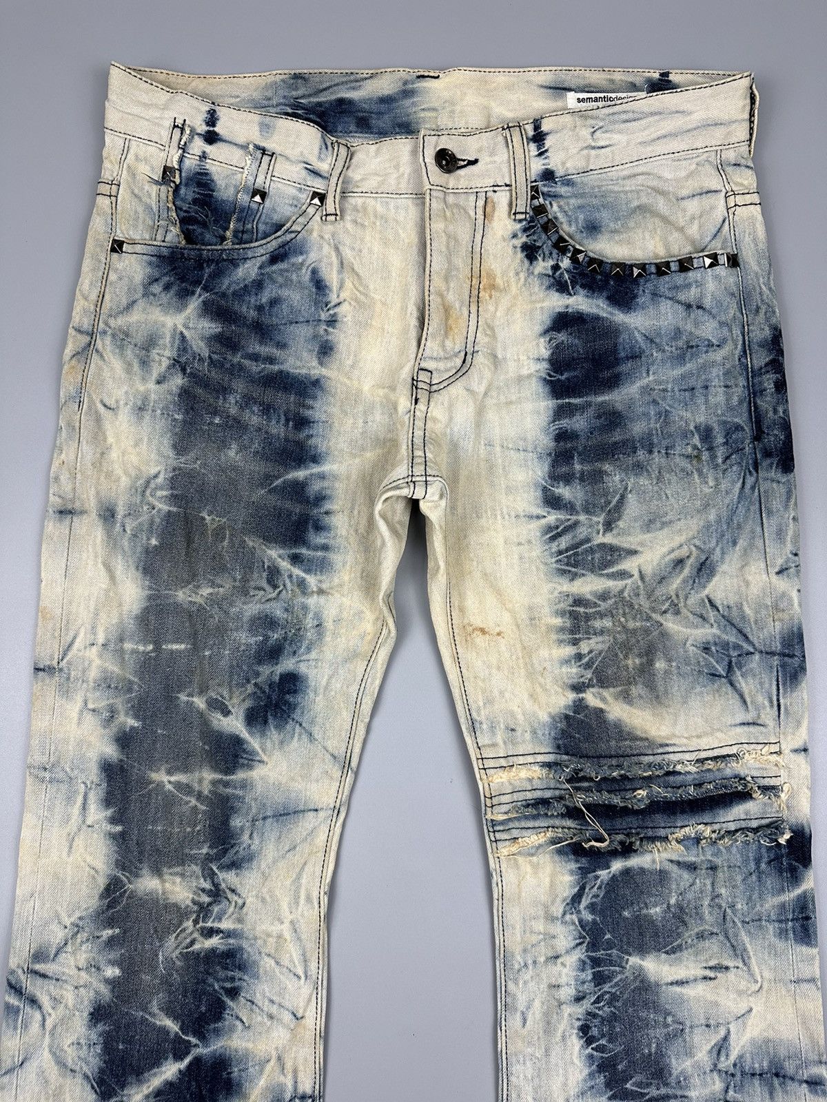 semanticdesign 🔥Rare Sick🔥Semantic Design Whiskered Bleached Flare Denim Size US 34 / EU 50 - 5 Thumbnail