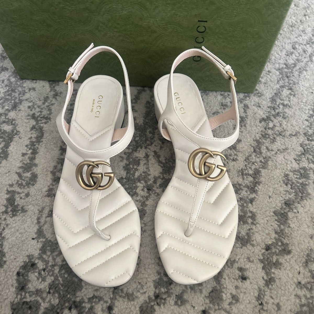 Gucci Gucci Double G Thong Sandal Nappa Mystic White Size US 7 / IT 37 - 3 Thumbnail