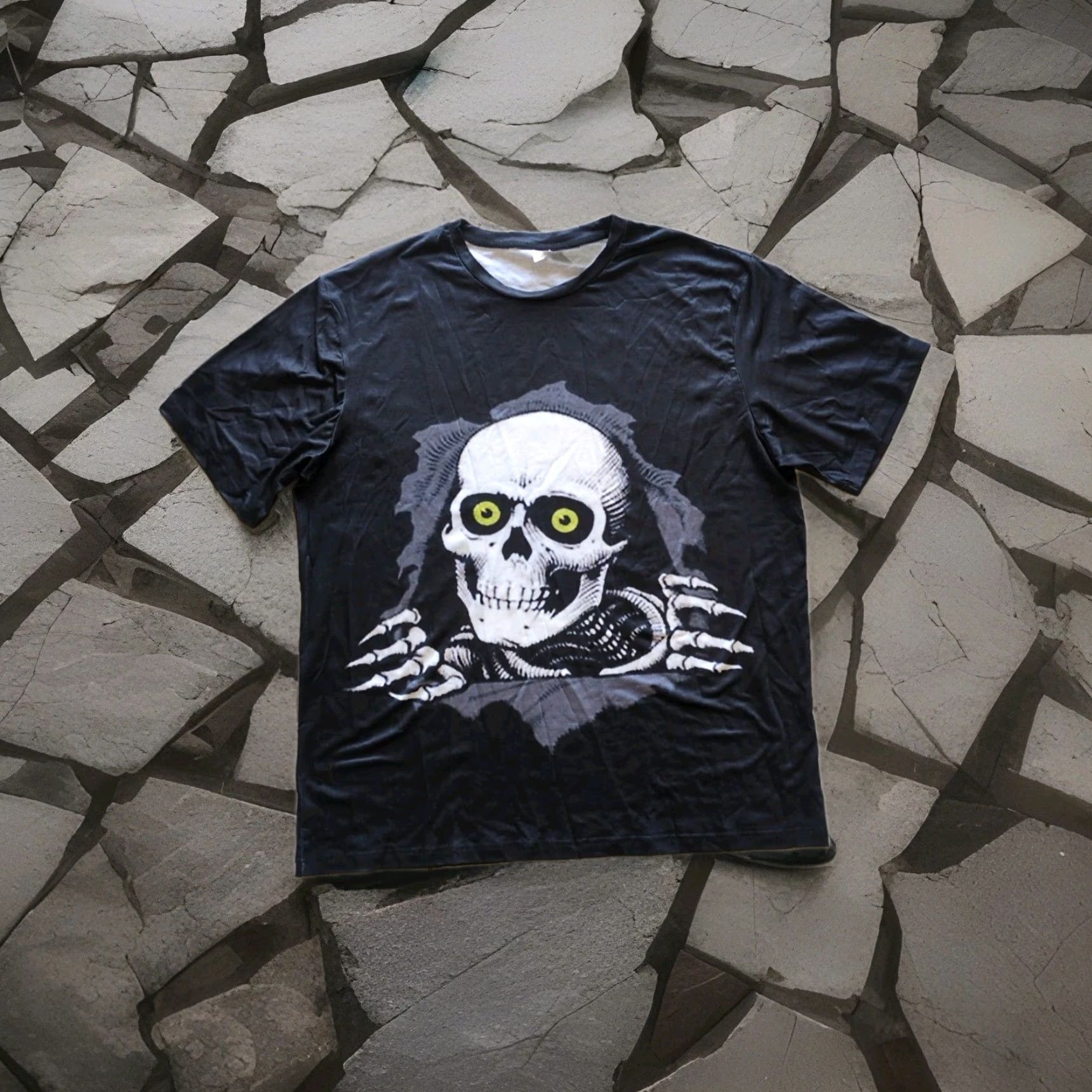Bones NEW Rare SKELETON T Shirt - XXXL Mens Black 2 Sided RIPPER BONES Stretch Halloween 80s Graphic Print Shirt Size US XXL / EU 58 / 5 - 4 Thumbnail