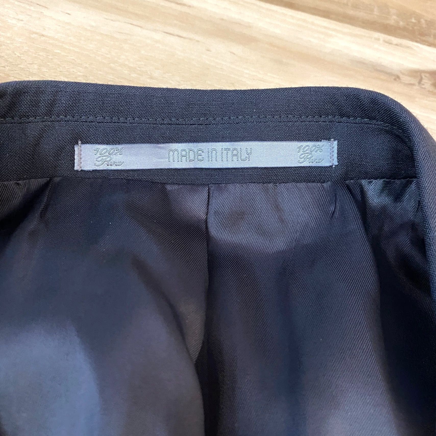 Vintage Davide Cenci Blazer Mens Navy Virgin Wool 3-Button Jacket 42L Italy Regular Long Black Notch Wool Blazer Style Italian Tailored Business Mens Size 42R - 5 Thumbnail