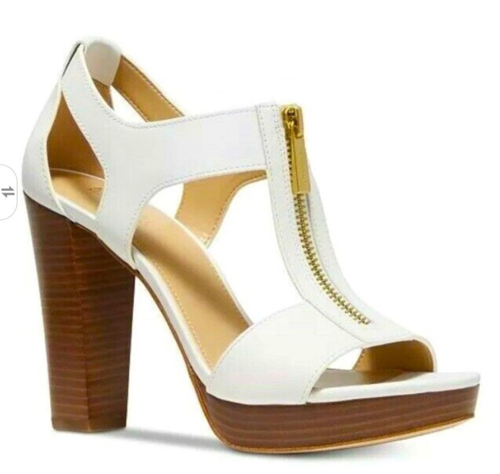Michael Kors Berkley T-Strap Stacked Heel Size 10