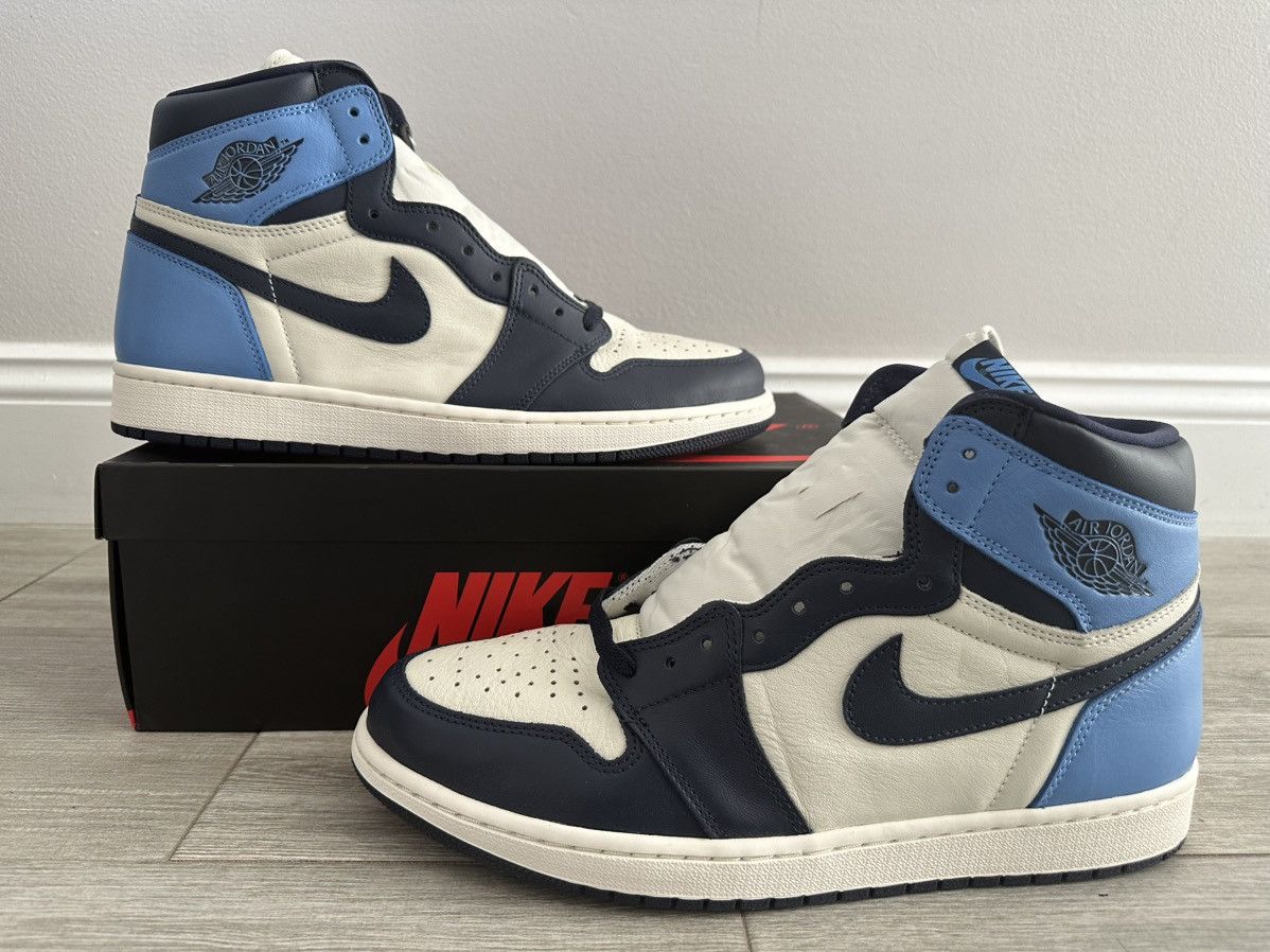 Air Jordan Retro High Obsidian Sail University Blue Sz 12