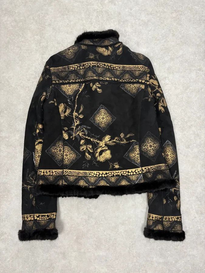 Roberto Cavalli 2000s Roberto Cavalli Black & Golden Royal Shearling Jacket Size M / US 6-8 / IT 42-44 - 6 Thumbnail