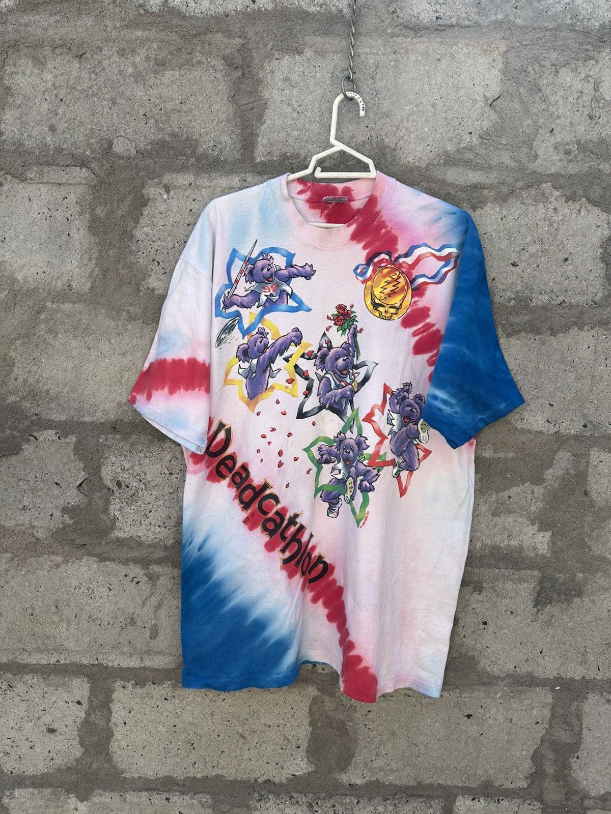 Grateful Dead × Liquid Blue × Vintage Grateful Dead 1996 GDM “Deadcathlon” Olympics Tie-Dye Tee Size US XL / EU 56 / 4 - 1 Thumbnail