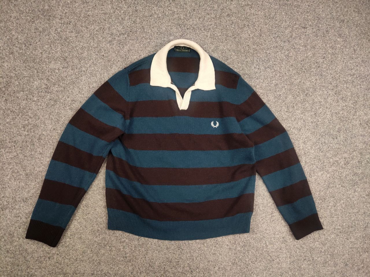 Fred Perry Vintage Fred Perry Raf Simons Style Wool Striped Sweater Size US L / EU 52-54 / 3 - 8 Thumbnail