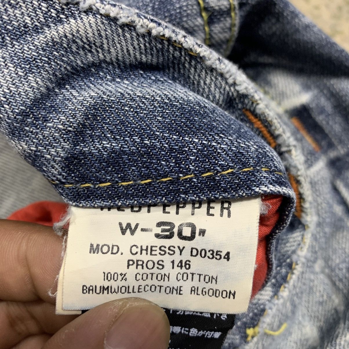 If Six Was Nine Red Pepper Red Label Clawmark Distressed Fade Studded Jean Size US 31 - 16 Thumbnail