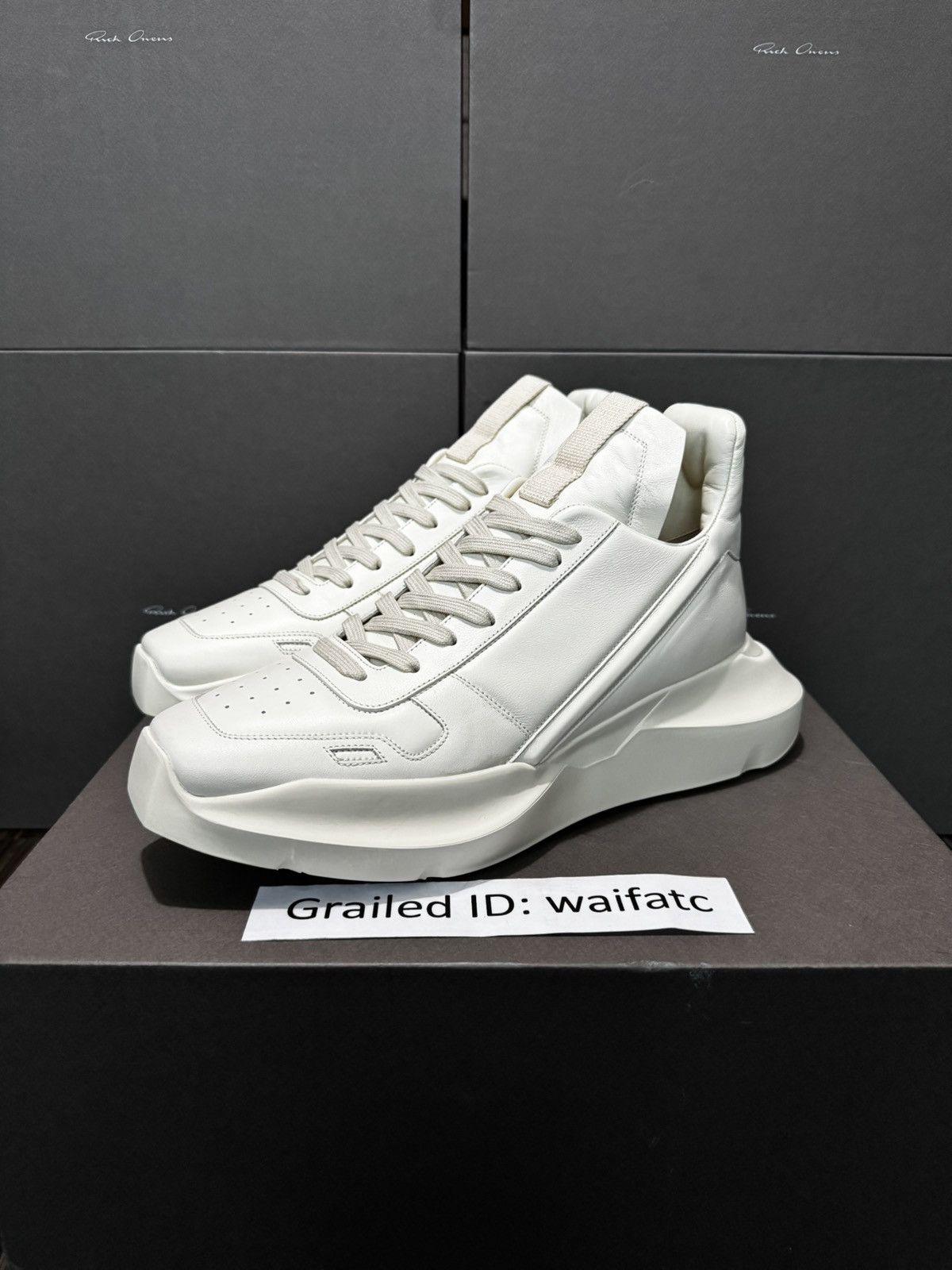 Rick Owens RICK OWENS LEATHER MILK GETH RUNNERS Sz 43 Size US 10 / EU 43 - 1 Thumbnail