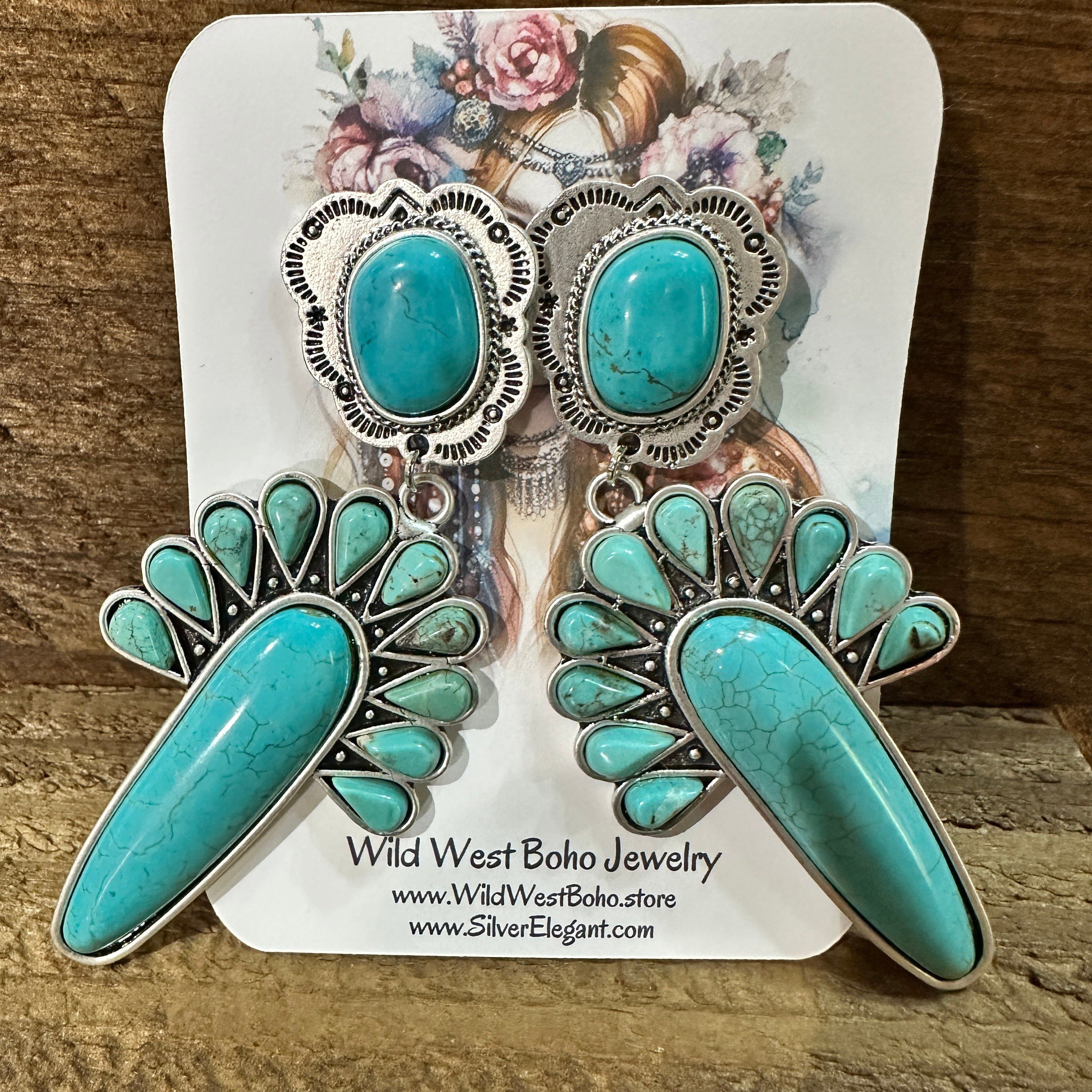 Other Navajo Turquoise Post Earrings, Big Bold Style, Boho Southwe Size ONE SIZE - 2 Thumbnail