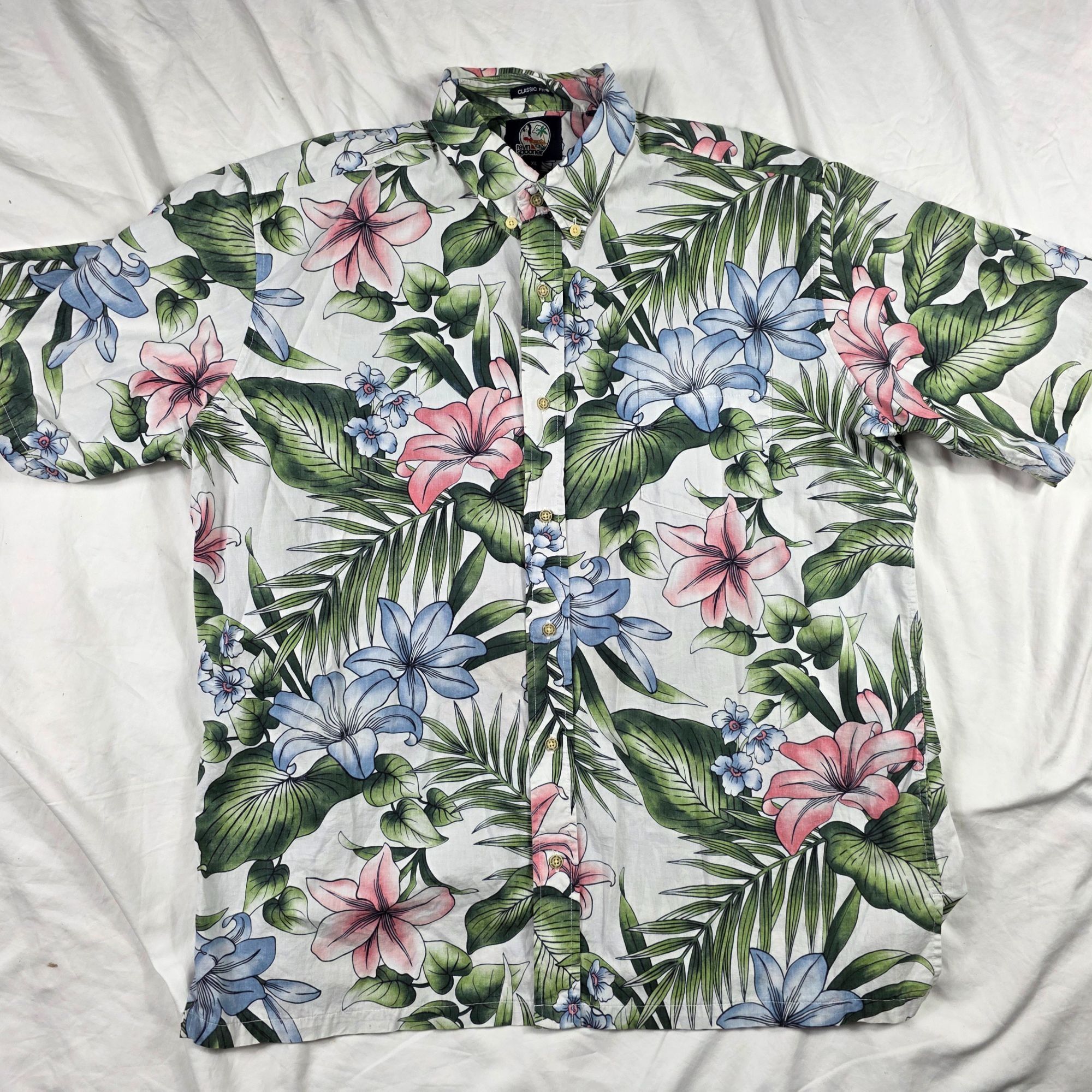 Reyn Spooner Reyn Spooner Classic Fit Mens Size XL Green White Floral Haw Size US XL / EU 56 / 4 - 1 Thumbnail