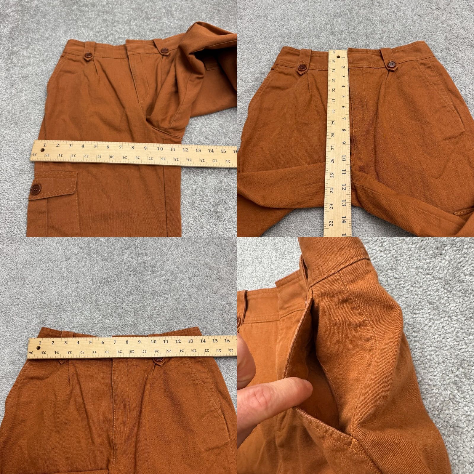 Gap VINTAGE Gap Reissue Linen Cotton Tapered Leg Cargo Pants Trouser Womens 2 Rust Brown Size 26" / US 2 / IT 38 - 8 Thumbnail