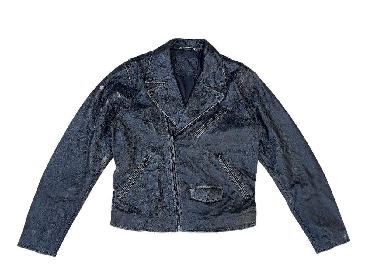 Levi's Levi’s Talon Patina Black Leather Double Collar Biker Jacket Size US M / EU 48-50 / 2 - 1 Thumbnail