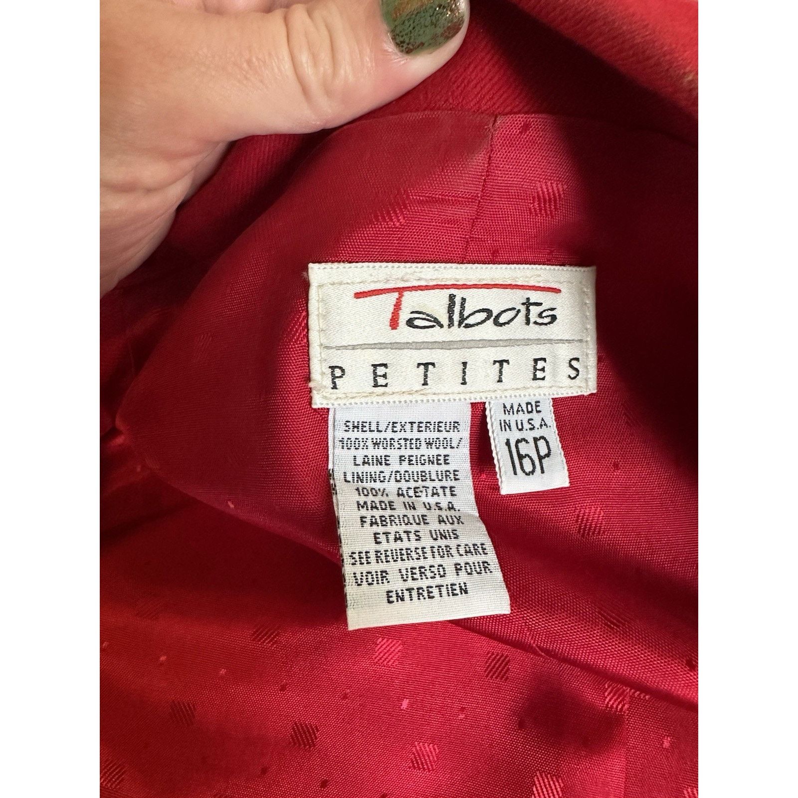 Talbots Vintage Talbots Women’s Blazer Jacket 16 Petite Red Wool Size XXL / US 16-18 / IT 52-54 - 5 Thumbnail