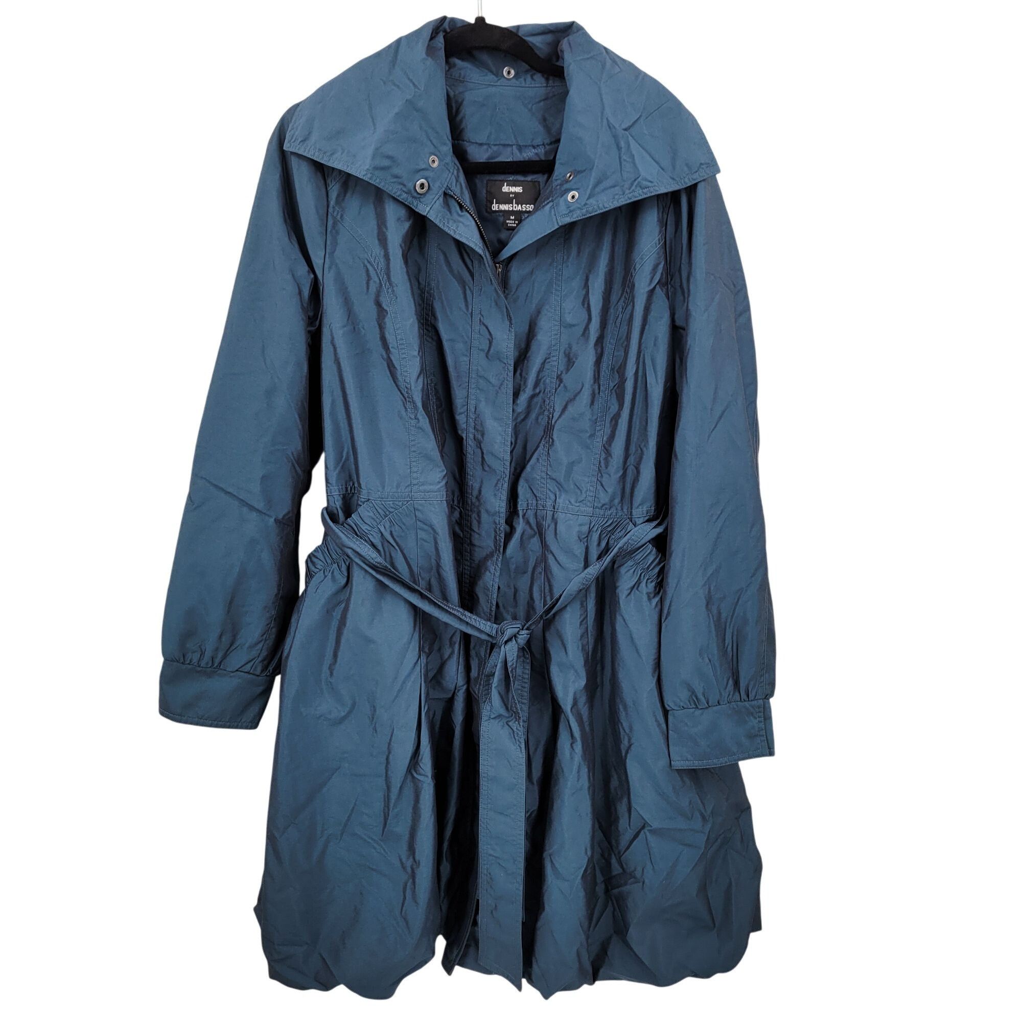 Other Dennis Teal Blue Belted A-line Balloon Hem Jacket Sz M Light Size M / US 6-8 / IT 42-44 - 1 Thumbnail