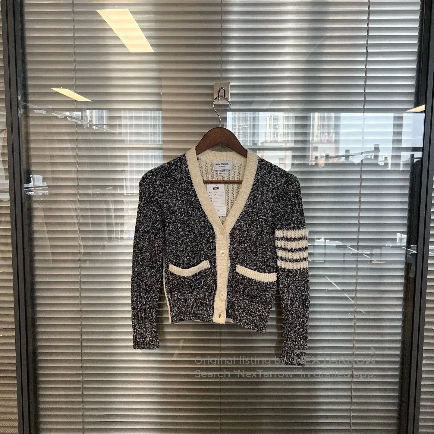 Thom Browne black and white striped knitted cardigan. Size US S / EU 44-46 / 1 - 1 Thumbnail
