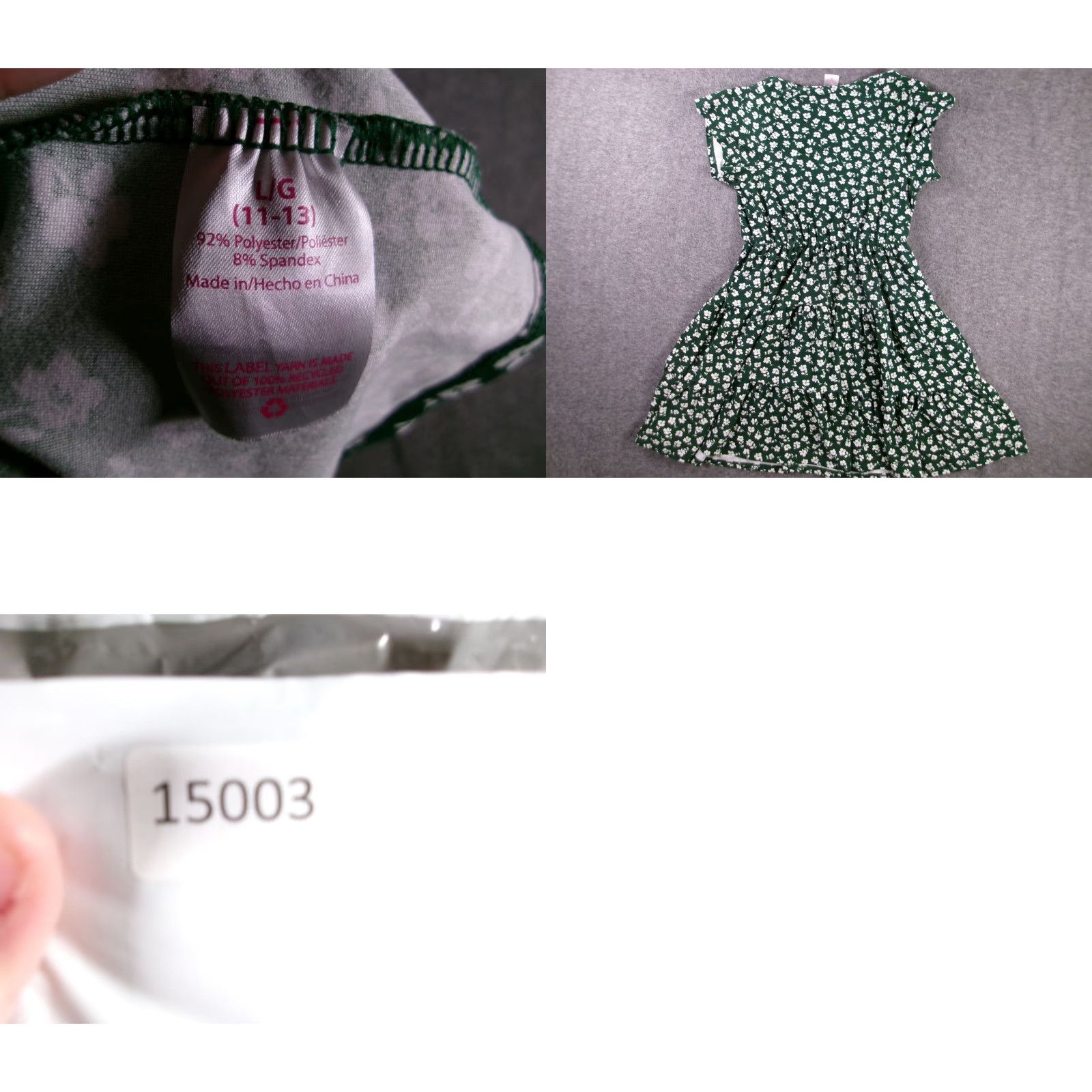 Vintage No Boundaries Dress Womens L Floral V Neck Short Sleeve Tiered Casual Green Size 36" / US 14 / IT 50 - 8 Thumbnail