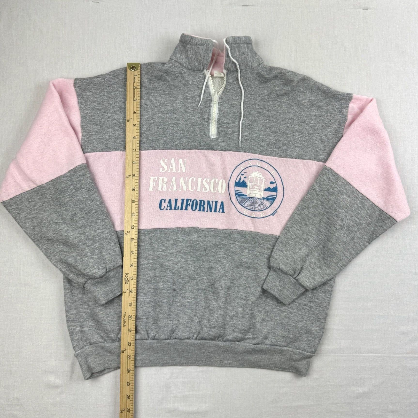 Pinko VINTAGE Jacqe San Francisco Sweatshirt Shirt Adult Large Gray 1970s Quarter Zip 1970s Mens Pullover Small Details: Solid, Zip, Collared Mens Size US L / EU 52-54 / 3 - 5 Thumbnail
