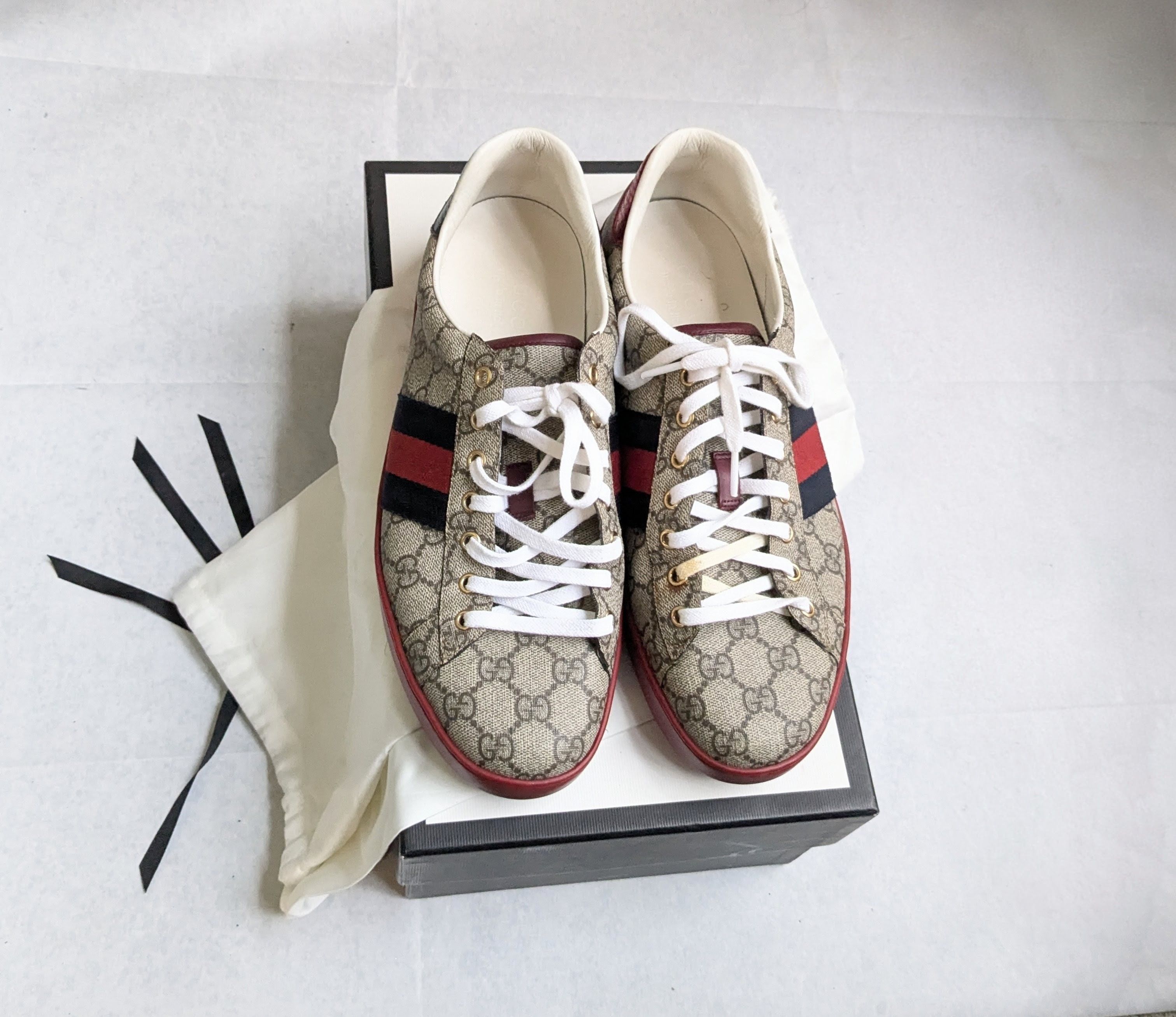 Gucci Gucci Ace Supreme Sneakers 10.5 Monogram Logo Red Size US 10.5 / EU 43-44 - 1 Thumbnail