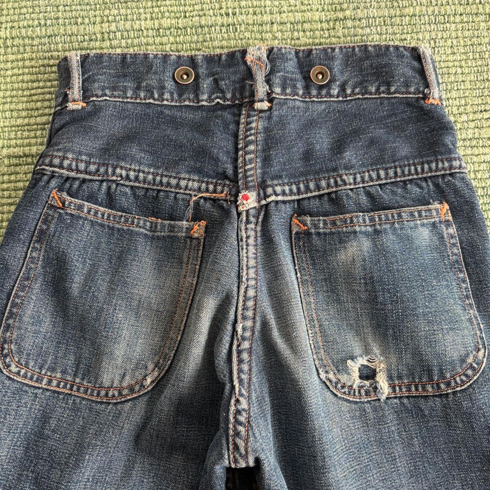 Vintage 1940s 50s Sanforzied Flannel Lined Denim Jeans 22x22.5 Size 22" - 6 Thumbnail