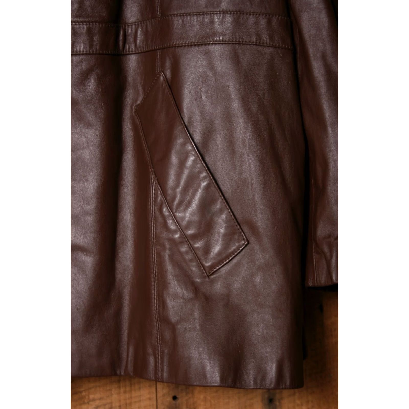 Vintage VINTAGE Clipper Mist by Londontown Corp. Brown Leather 3-Button Car Coat Sz. 54R Mens Coat Size US L / EU 52-54 / 3 - 5 Thumbnail