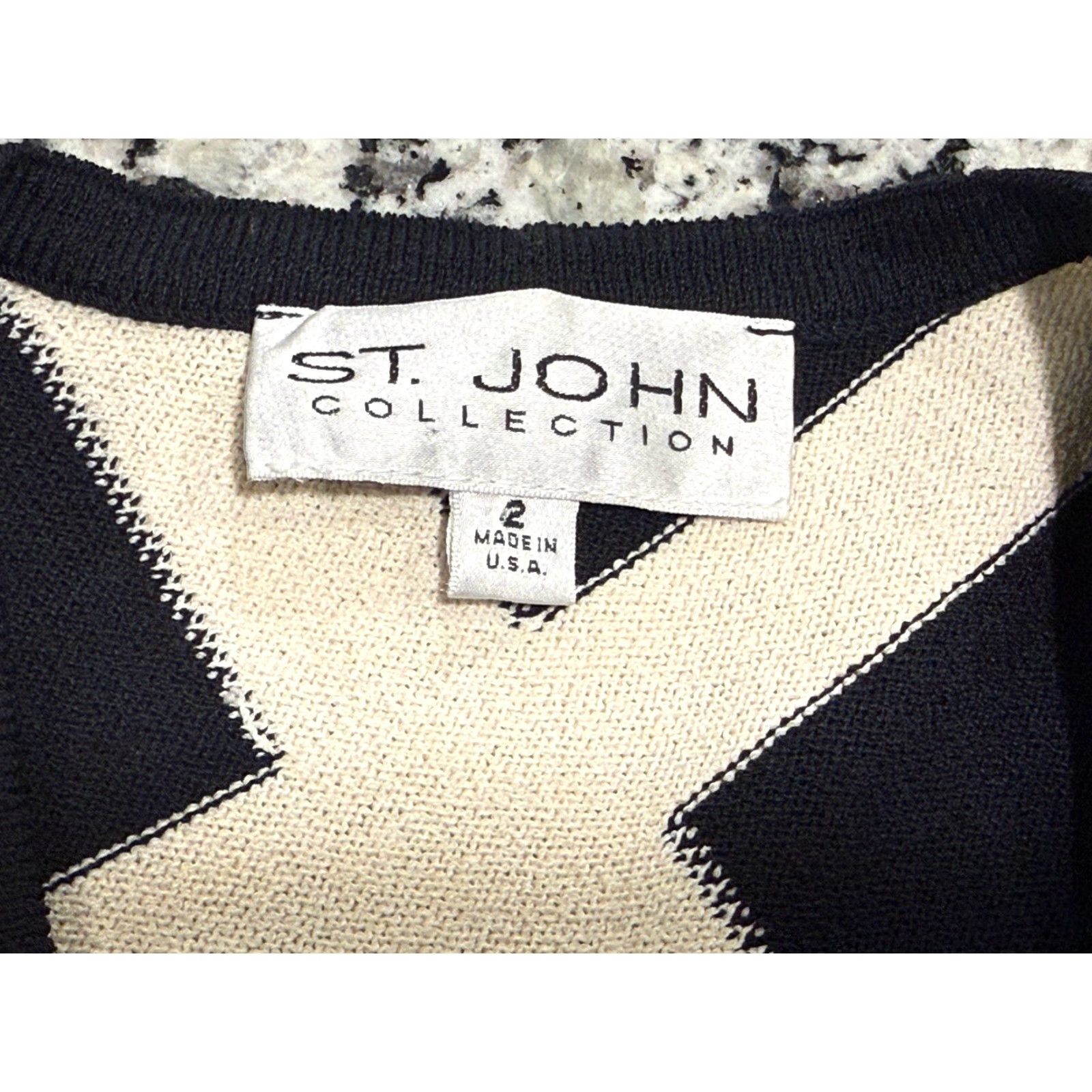 St. John St John Collection Knit Cardigan Jacket Geometric Print Embellished Buttons Women 2 Multicolor Cardigan Knit Button Geometric St John Collection Size XS / US 0-2 / IT 36-38 - 2 Thumbnail
