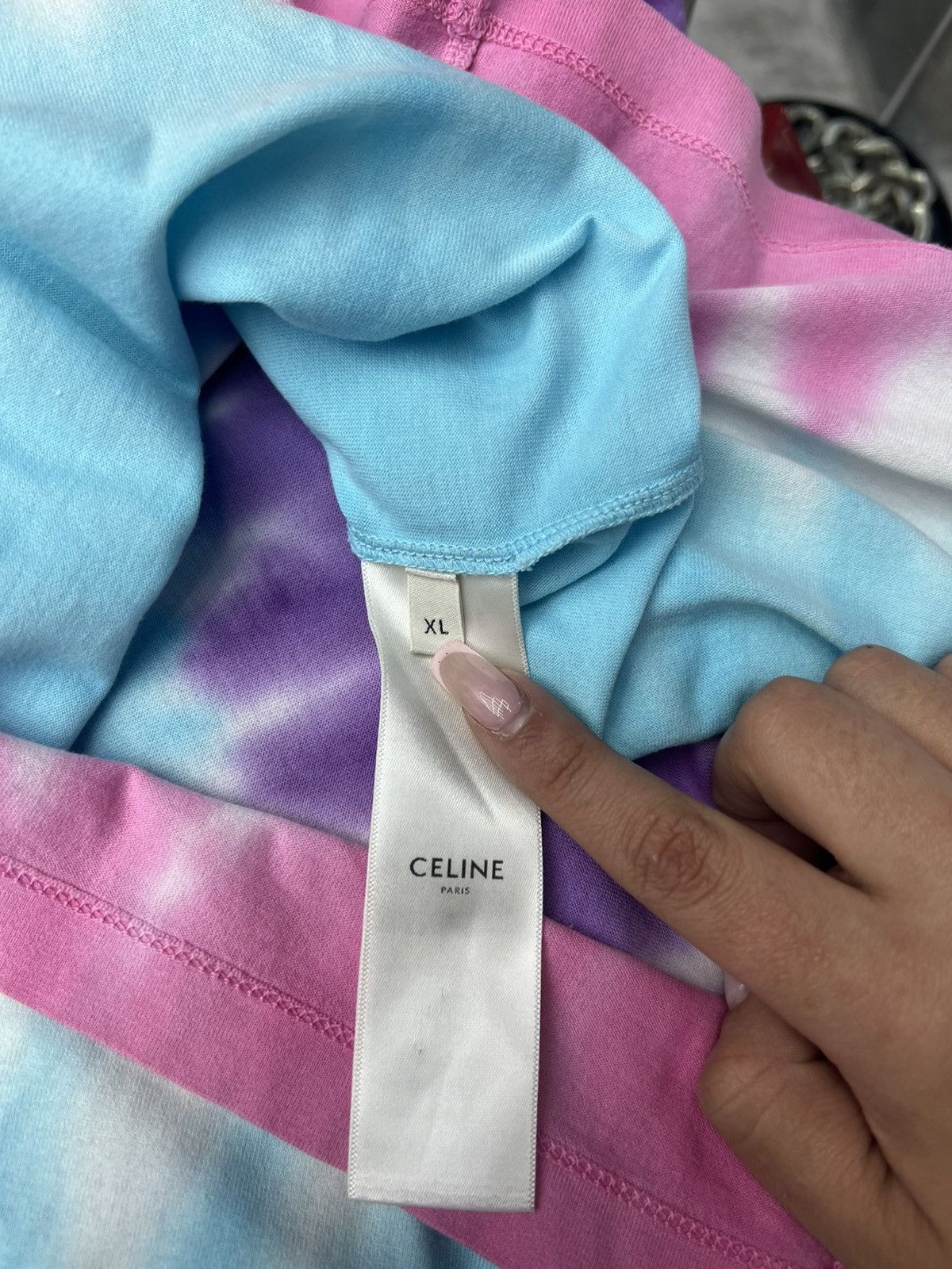 Celine Celine Multicolor Studded Logo Tee Size US XL / EU 56 / 4 - 8 Thumbnail