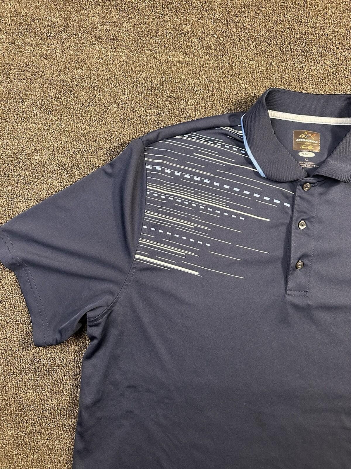 Greg Norman Greg Norman Play Dry Men's Navy Blue Geometric Polo XL Size US XL / EU 56 / 4 - 2 Thumbnail