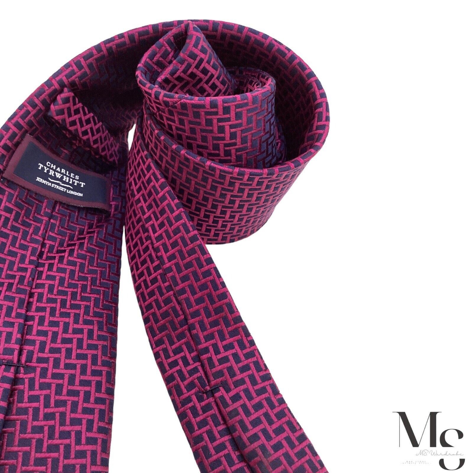 Charles Tyrwhitt CHARLES TYRWHITT XL Purple Geometric Luxury Silk Tie W: 3" E Size ONE SIZE - 4 Thumbnail