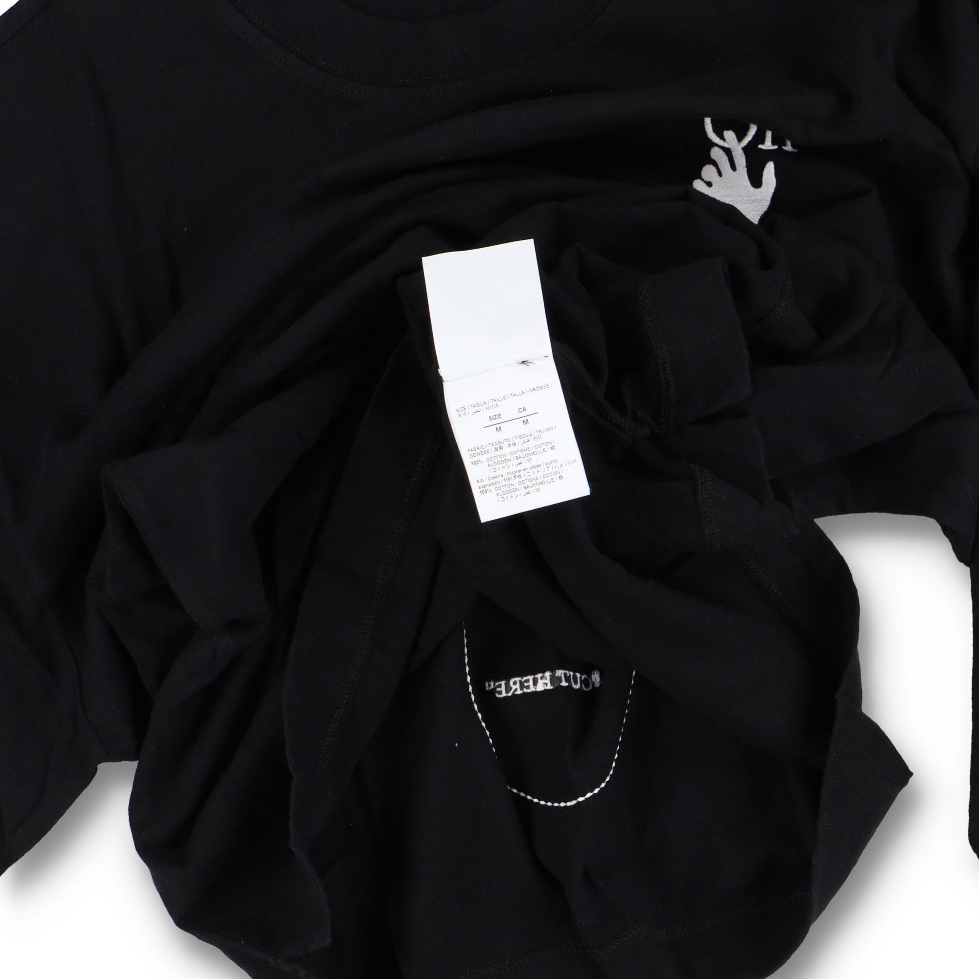 Off-White Black Embroidered Cut Here Logo Oversized Skate T-Shirt Size US M / EU 48-50 / 2 - 6 Thumbnail