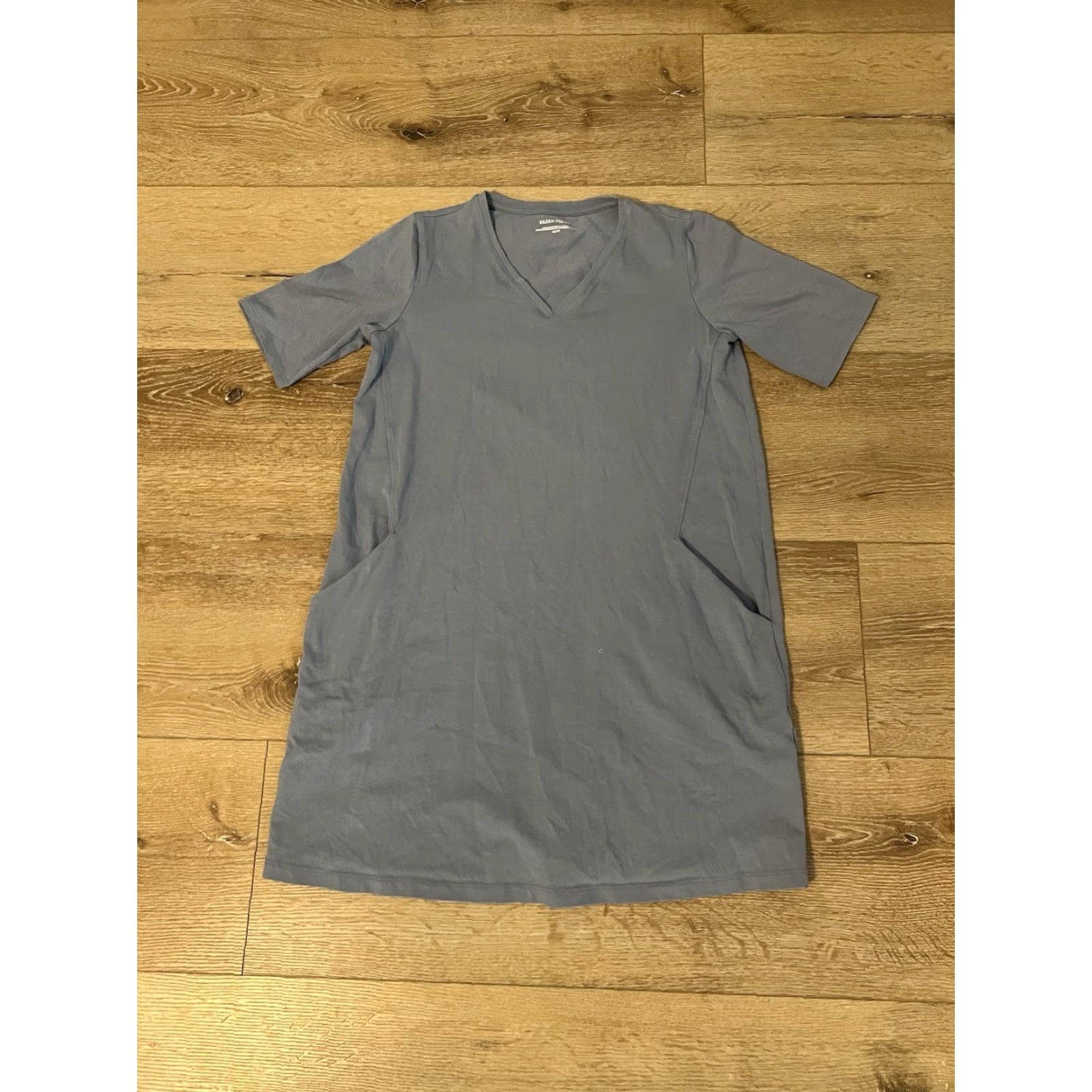 Eileen Fisher Eileen Fisher Womens T-Shirt V-Neck Short Sleeve Blue XS Pockets Basic Size XS / US 0-2 / IT 36-38 - 2 Thumbnail