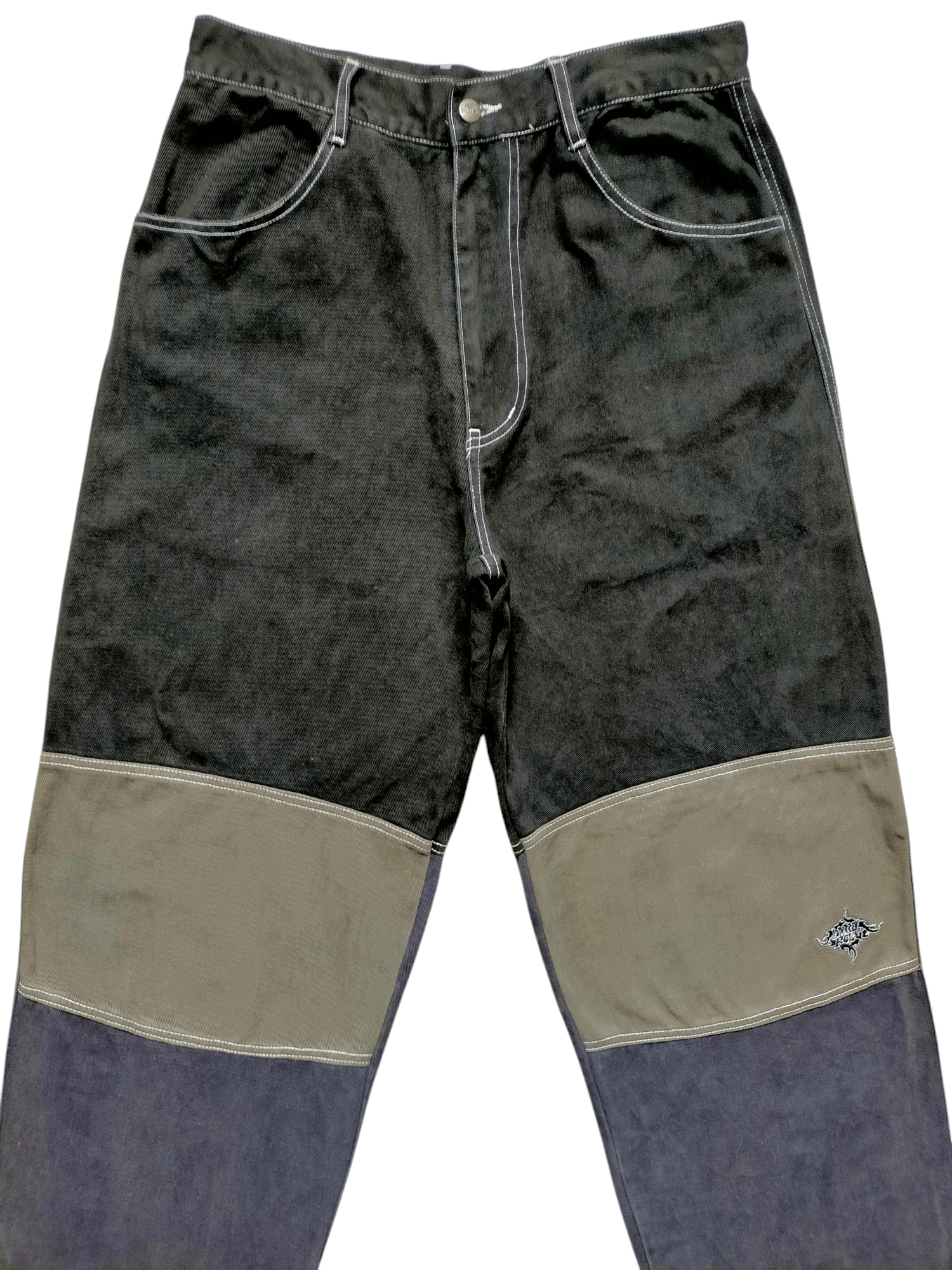 JNCO × Japanese Brand Barrel Roll Baggy Black Embroidered Hip Hop Style Size US 32 / EU 48 - 3 Thumbnail