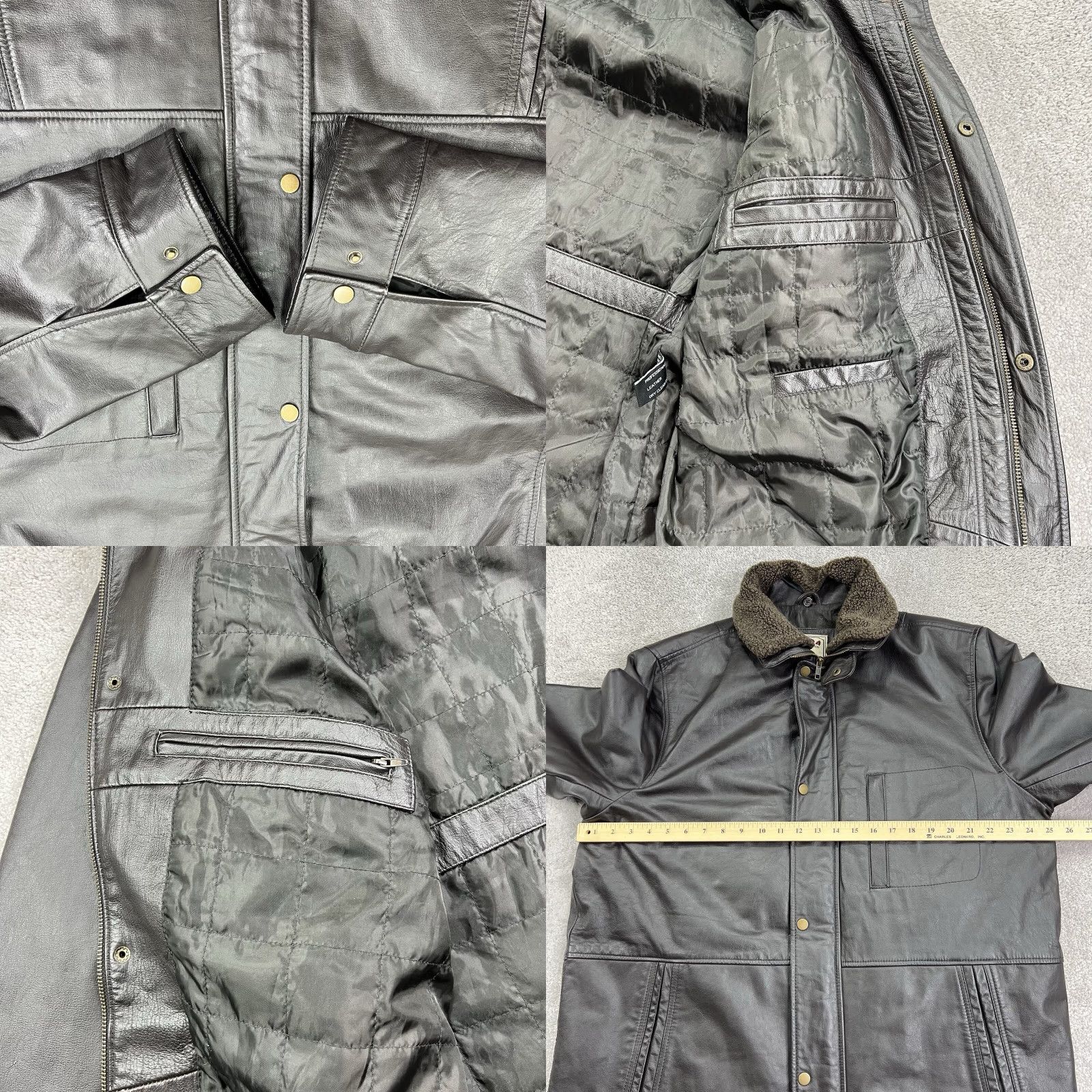Vintage VINTAGE Wilda Aviator Jacket Mens XL Brown Genuine Leather Sherpa Collar Bomber Zip Snap Insulated Lined Pockets Size US XL / EU 56 / 4 - 9 Thumbnail