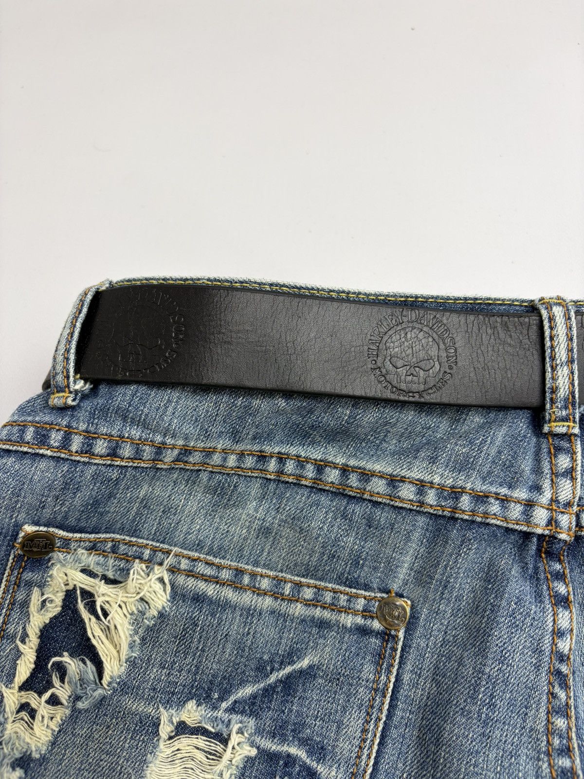 Harley Davidson Vintage Harley Davidson Belt Y2K Rhinestones Punk Leather Size 34 - 15 Thumbnail