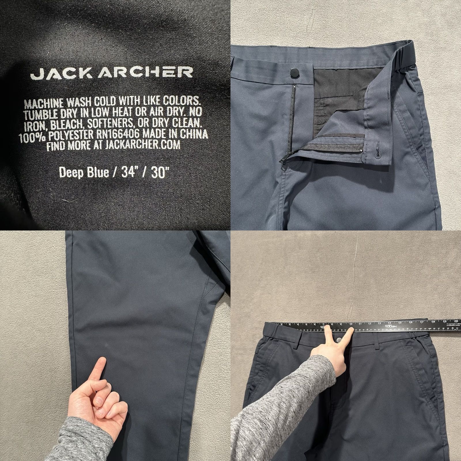 Vintage Jack Archer Jetsetter Tech Pants Mens 34x30 Deep Blue Polyester Chino Slim Fit Regular Rise 11" Inseam 28" 02/2024 Modern Golf City Preppy Size US 40 / EU 56 - 8 Thumbnail