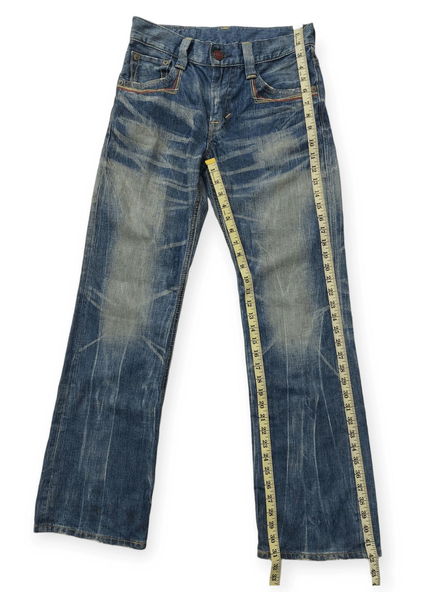 Edwin 💥Flare Vintage Edwin 503 Blue Trip Jeans Denim Size US 30 / EU 46 - 20 Thumbnail