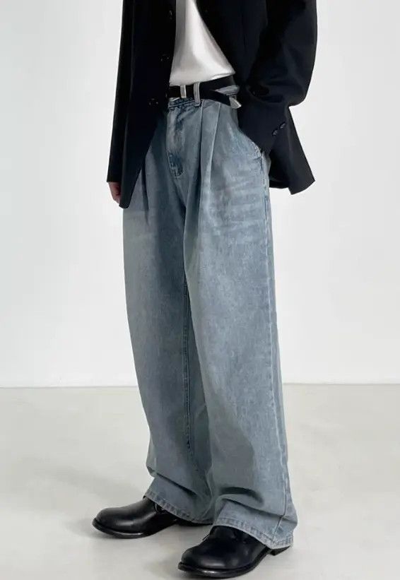Japanese Brand Light blue vintage washed trendy straight jeans Size US 32 / EU 48 - 3 Thumbnail