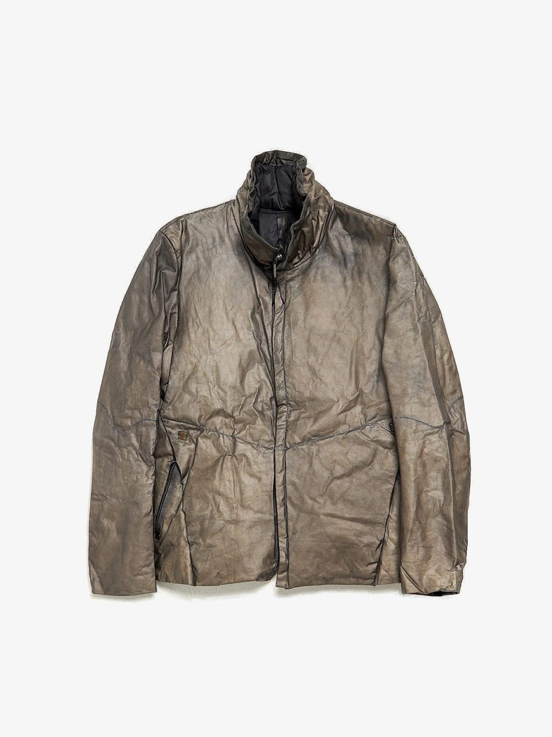 image of Isaac Sellam Experience Gray Leather Heavy Downjacket in Grey, Men's (Size 2XL)