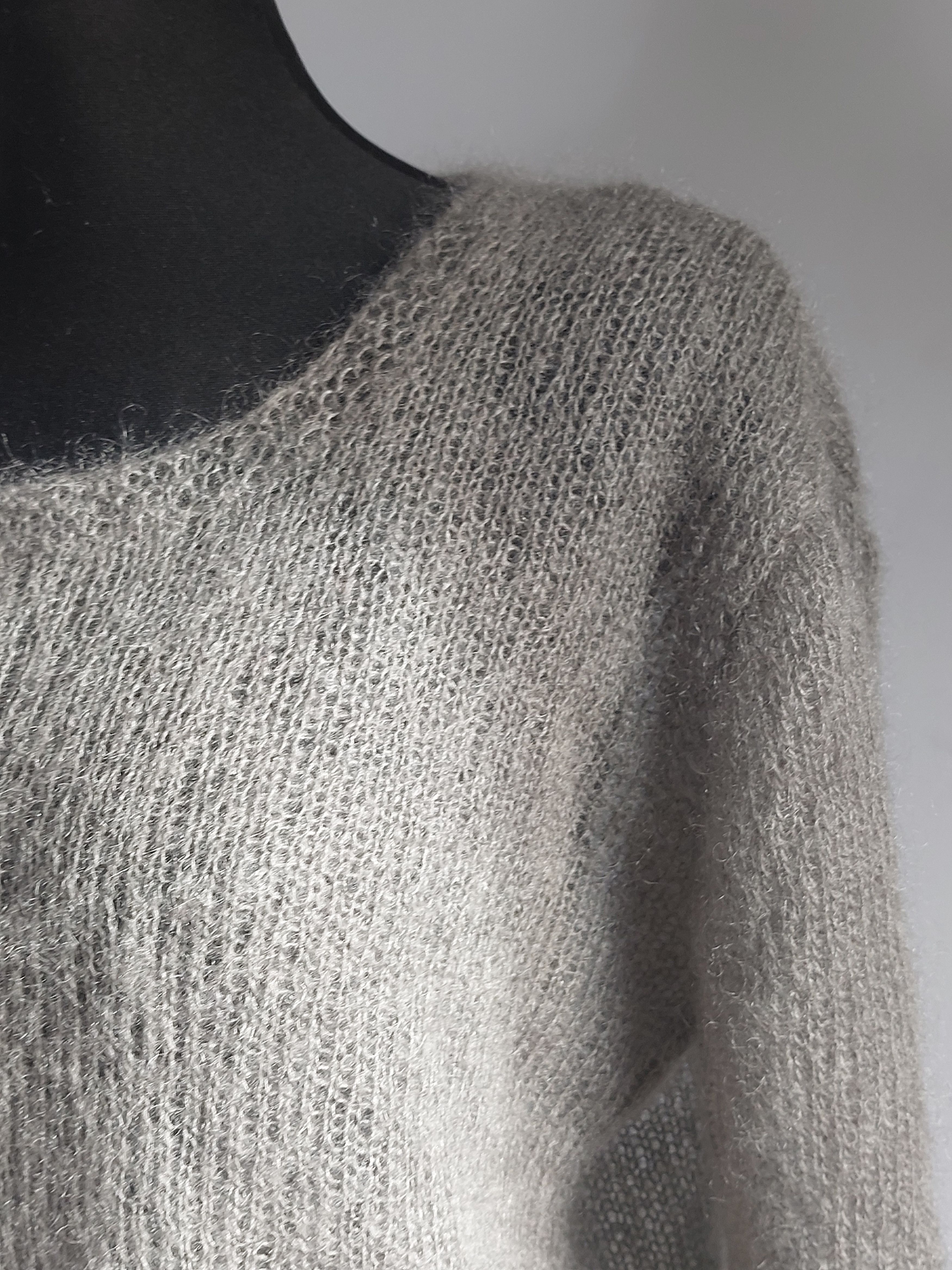 Handmade HANDMADE Kid Mohair Grey Sweater Size L / US 10 / IT 46 - 6 Thumbnail