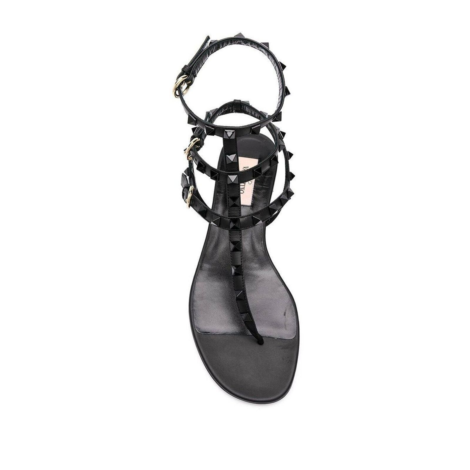 Valentino Valentino Rockstud So Black Leather Triple Ankle Strap Size US 5 / IT 35 - 6 Thumbnail