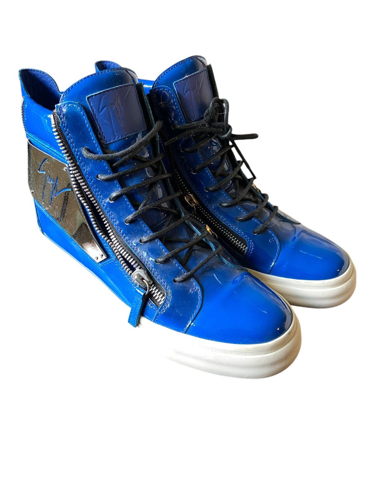 Giuseppe Zanotti Giuseppe Zanotti Mid-top Patent Leather Sneakers Size US 10 / EU 43 - 1 Thumbnail