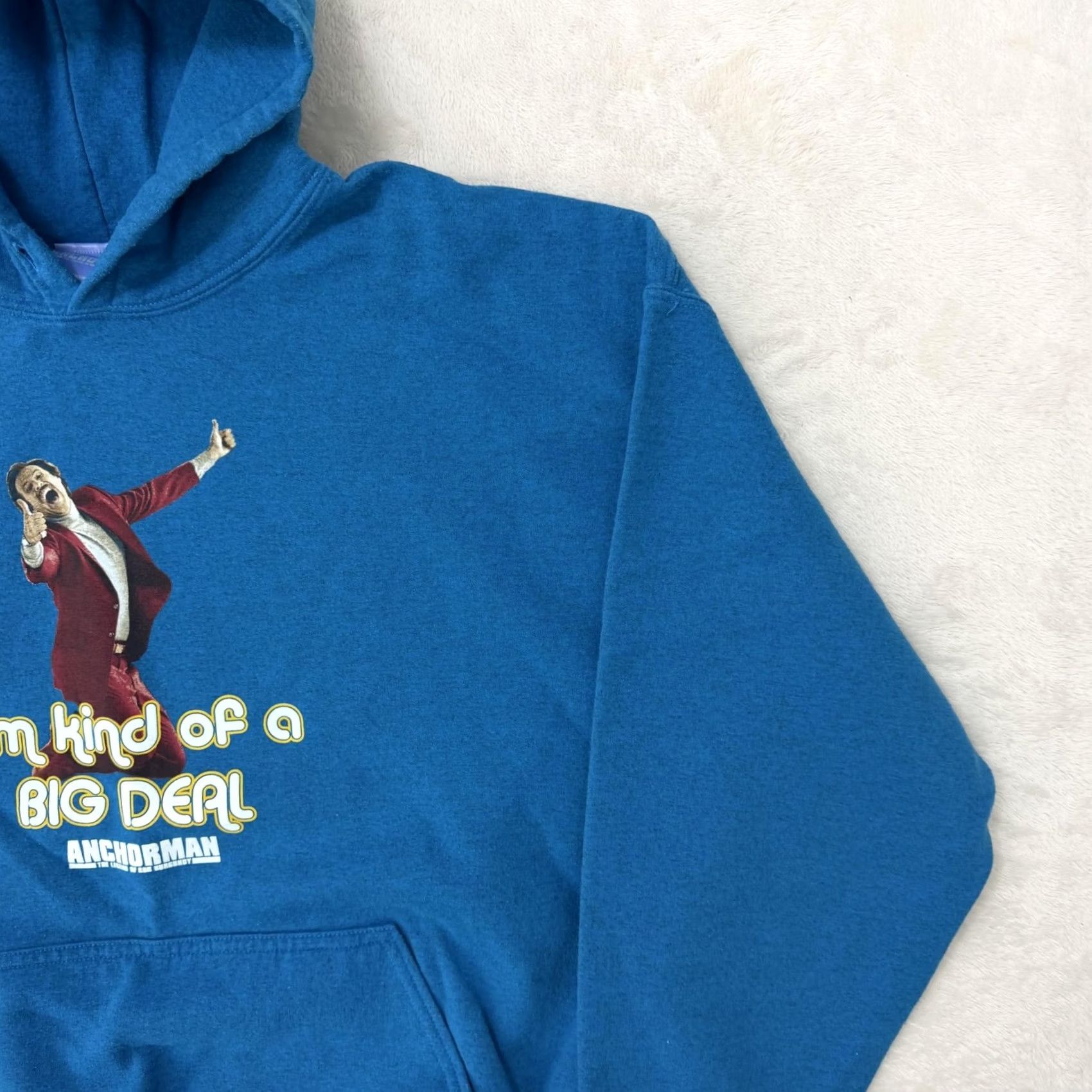 Vintage Anchorman Hoodie Mens XL Blue Ron Burgundy Graphic Print Fleece Pullover Sweatshirt Size US XL / EU 56 / 4 - 4 Thumbnail