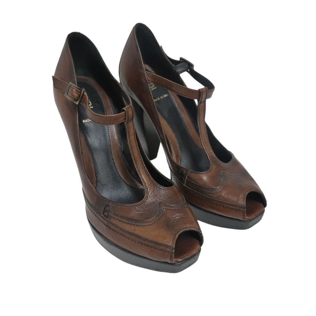 Fendi FENDI Authentic Women Open Toe Block Heel Shoes Brown EU 38 Size US 7 / IT 37 - 8 Thumbnail
