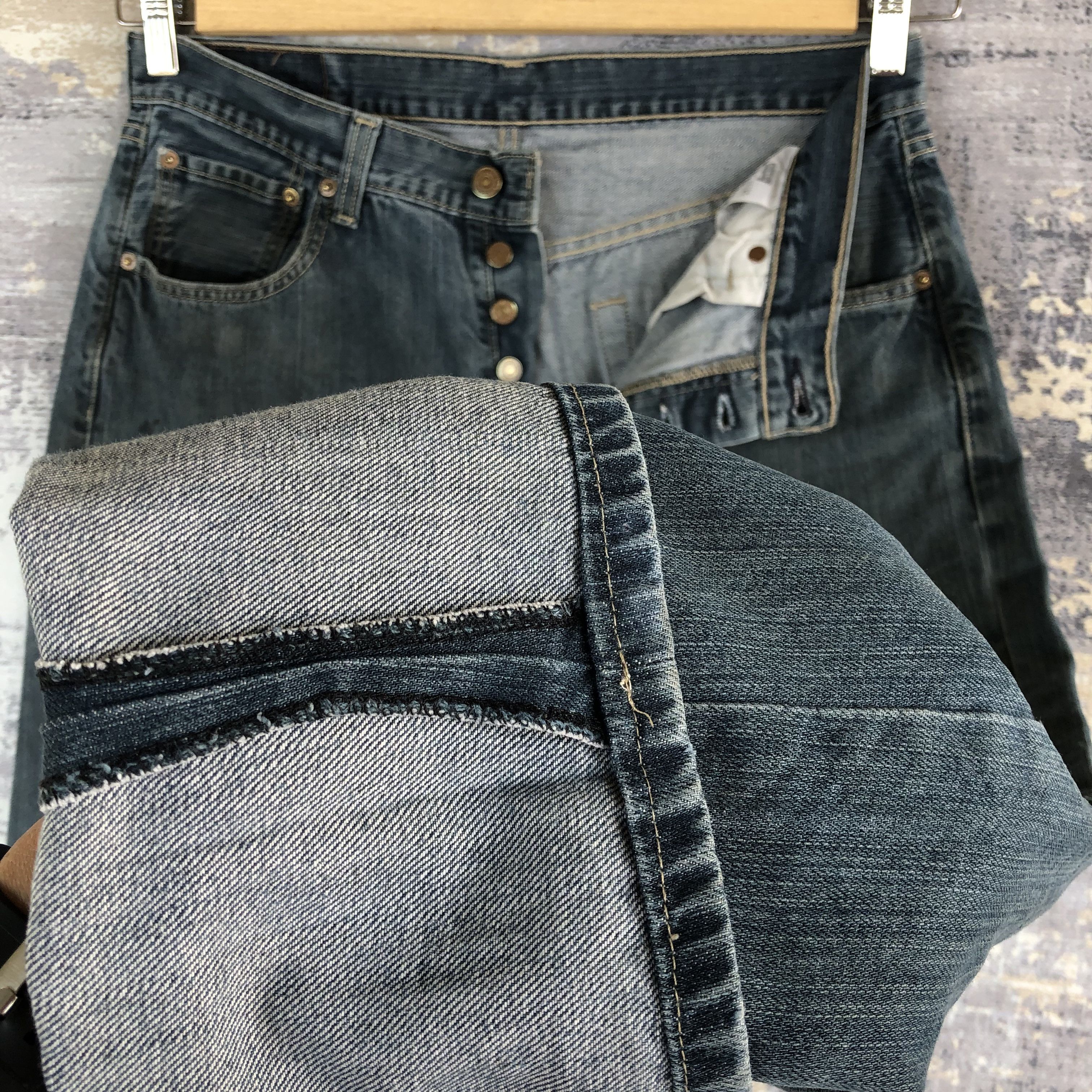 Levi's Vintage Y2K Levis 501 Dirty Mud Jeans Levi's Faded Denim Size US 32 / EU 48 - 8 Thumbnail