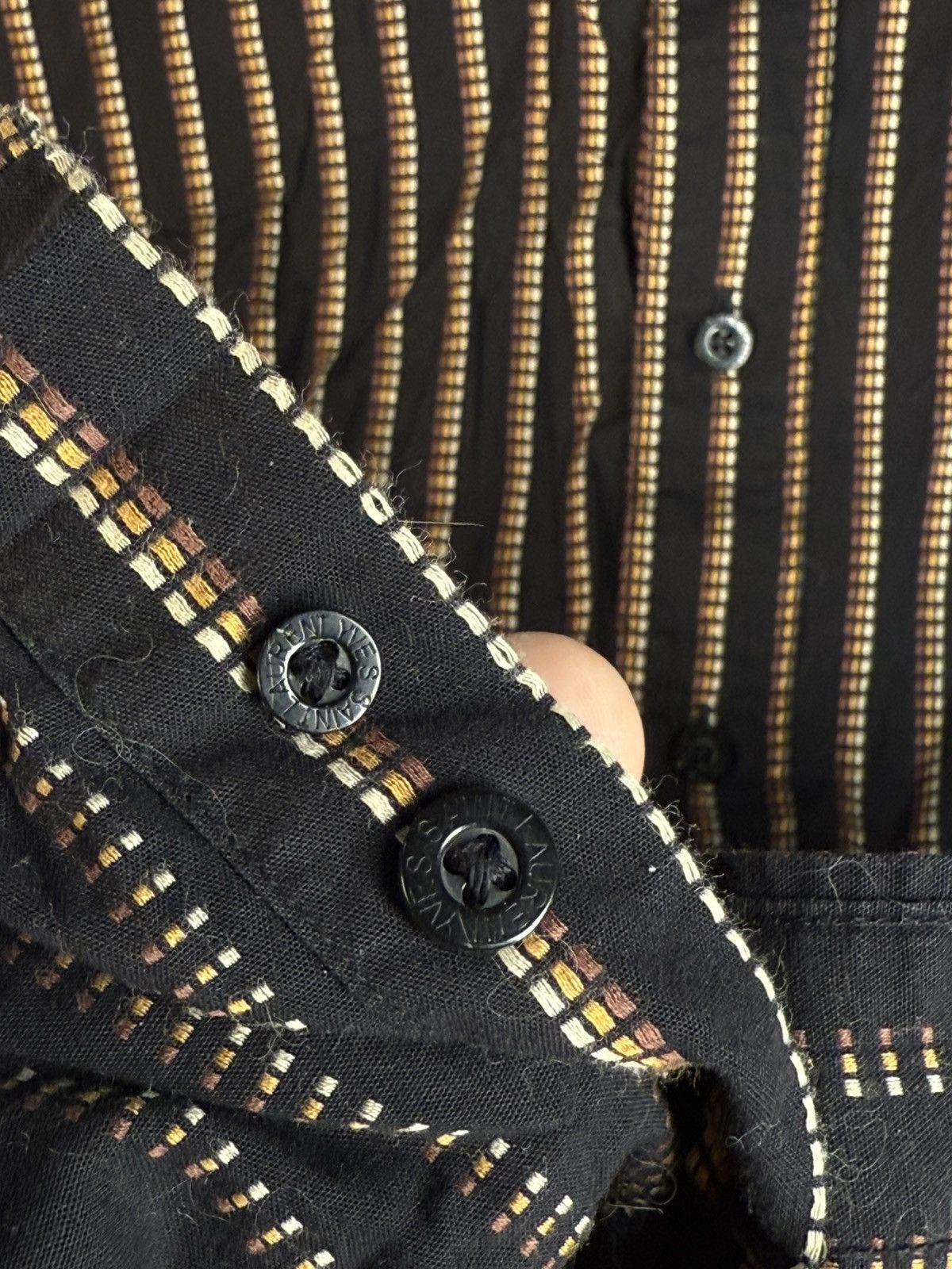 Yves Saint Laurent Black YSL Shirt Striped Button Up Dress Shirt Casual Collar Size US M / EU 48-50 / 2 - 11 Thumbnail
