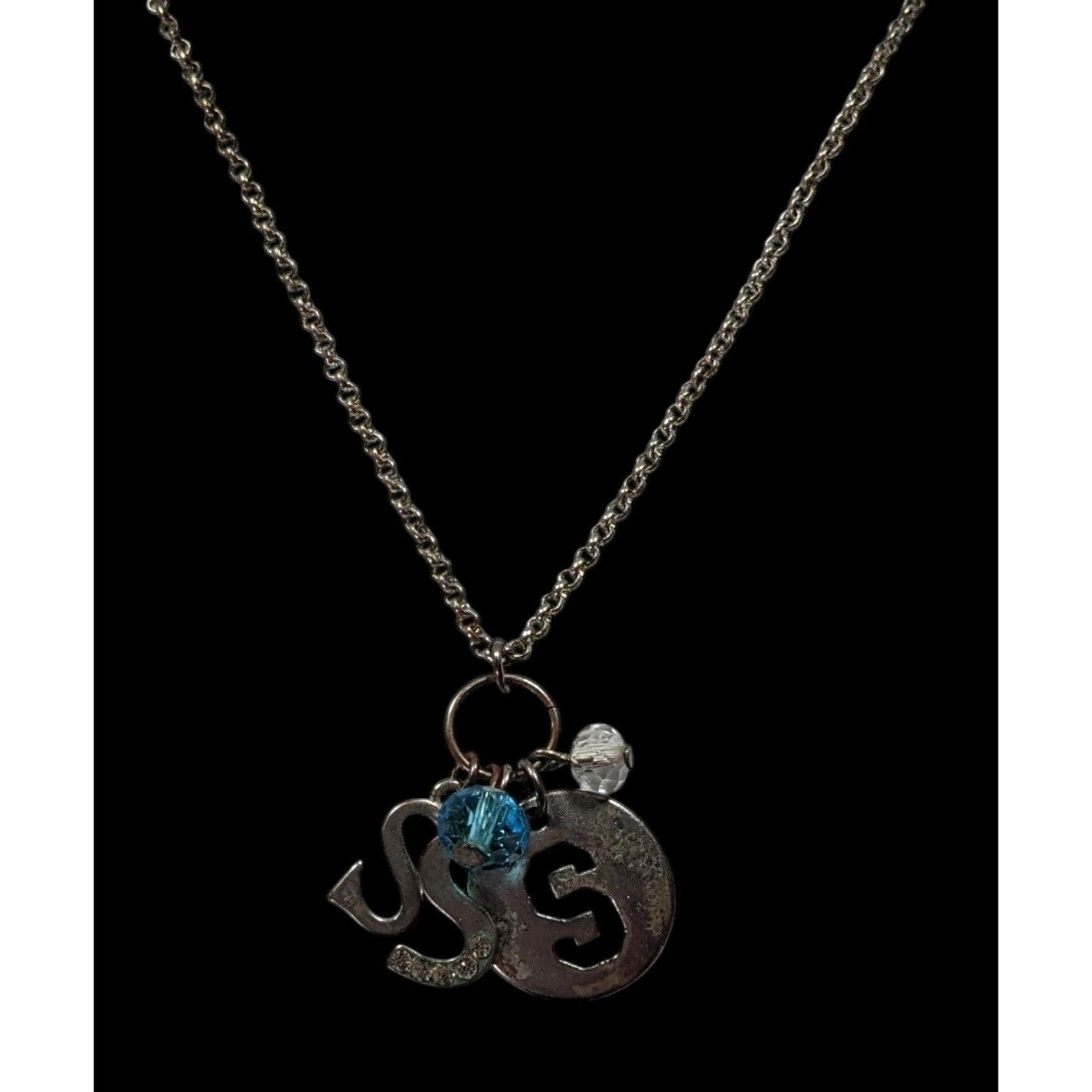 Other S Initial Charm Necklace Silver Tone With Blue Bead Accent Size ONE SIZE - 2 Thumbnail