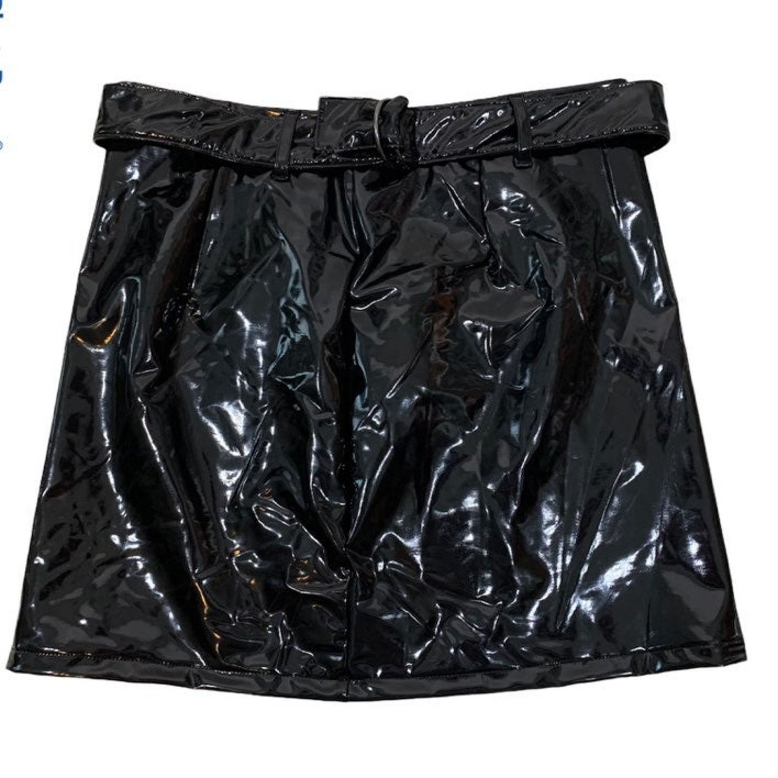 Other Black Vinyl Mini Skirt Belted Zipper Womans Small PU Leather Size 28" / US 6 / IT 42 - 1 Thumbnail