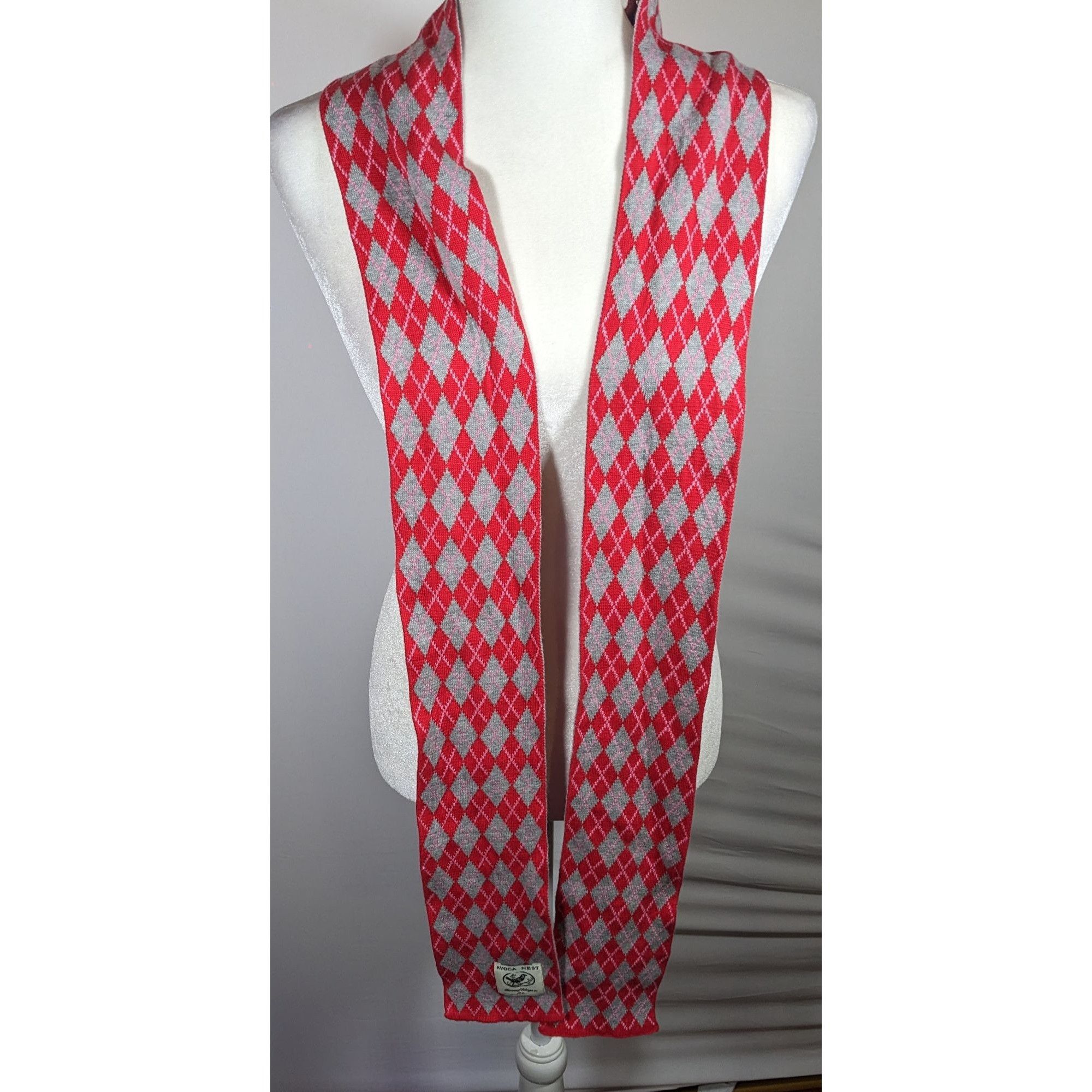 Other Avoca Nest Red And Grey Argyle Cotton Scarf Size ONE SIZE - 5 Thumbnail