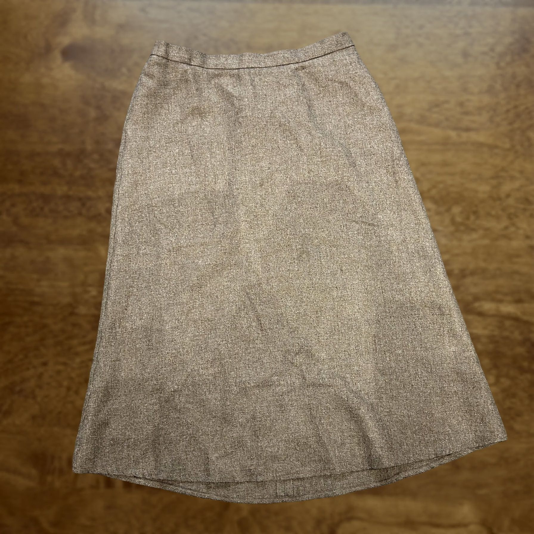 Vintage VINTAGE Brown Tweed Skirt Womens 16 A-Line Midi Herringbone Career Office Fall Size 38" / US 16 / IT 52 - 1 Thumbnail