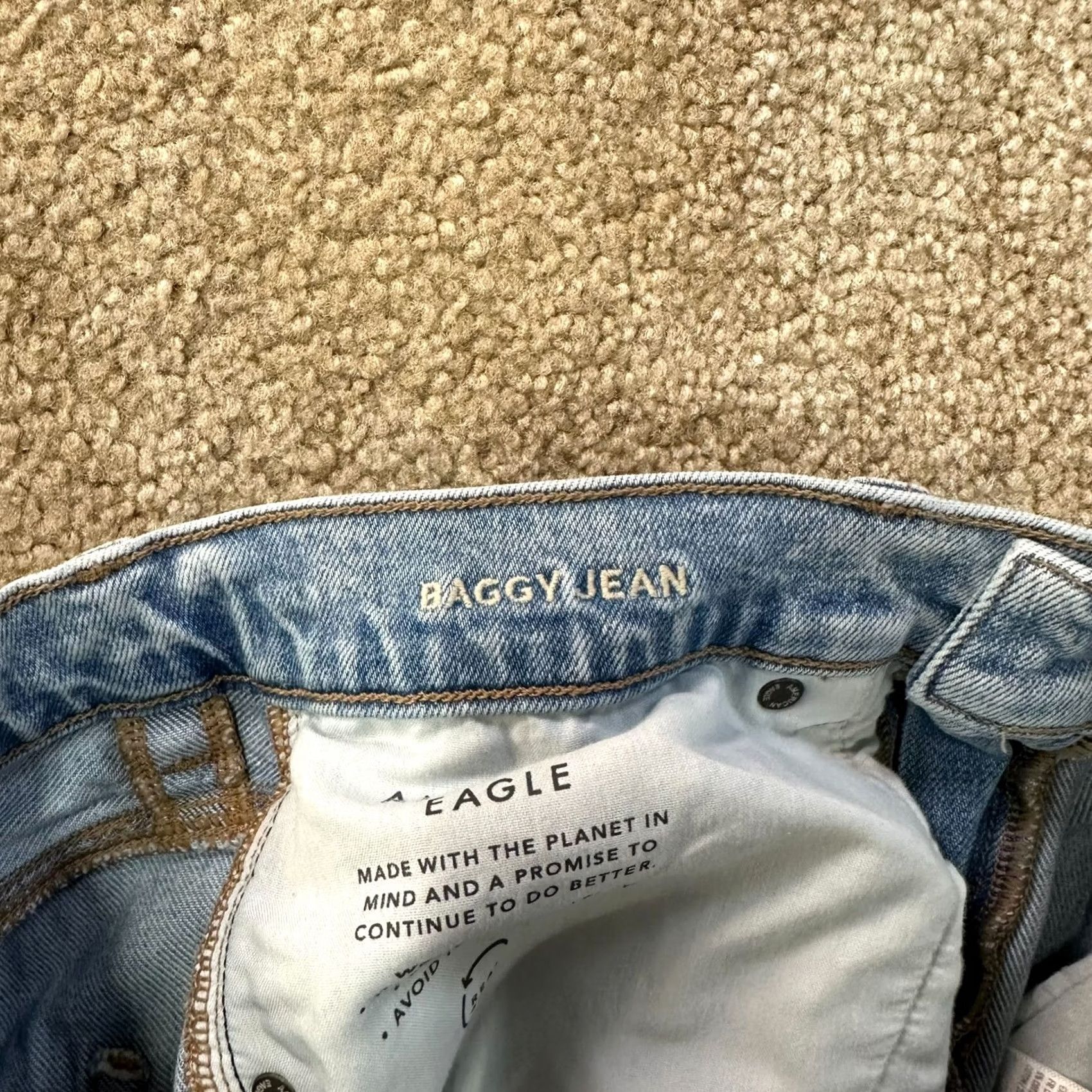 American Eagle Outfitters VINTAGE American Eagle Jeans Women 6 High Rise Baggy Straight Blue Denim 32 in 5-Pocket Distressed Regular 30 in Waist Mens Women Girls Size 28" / US 6 / IT 42 - 5 Thumbnail